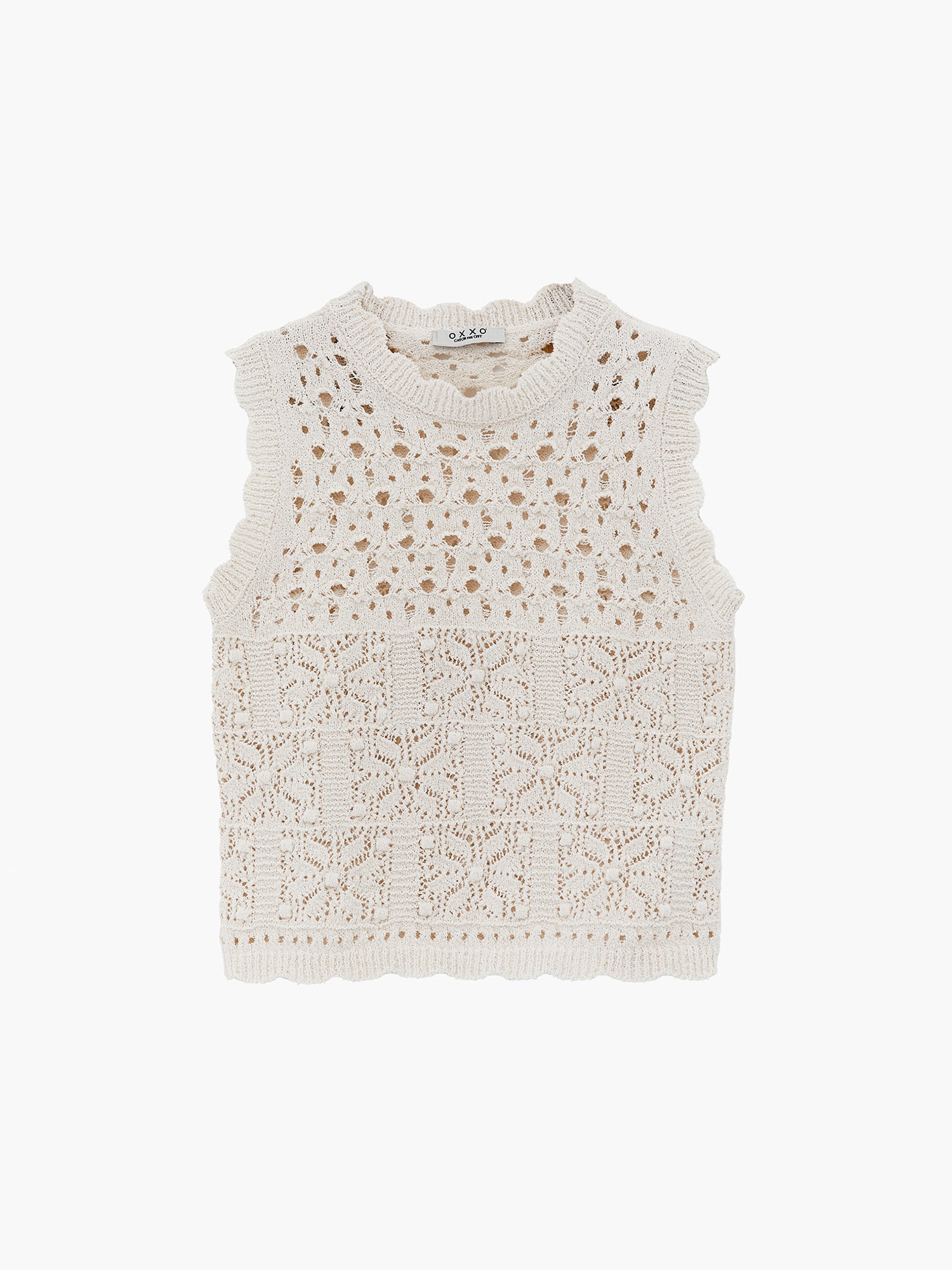 Openwork Knit Vest - ALMOND MILK
