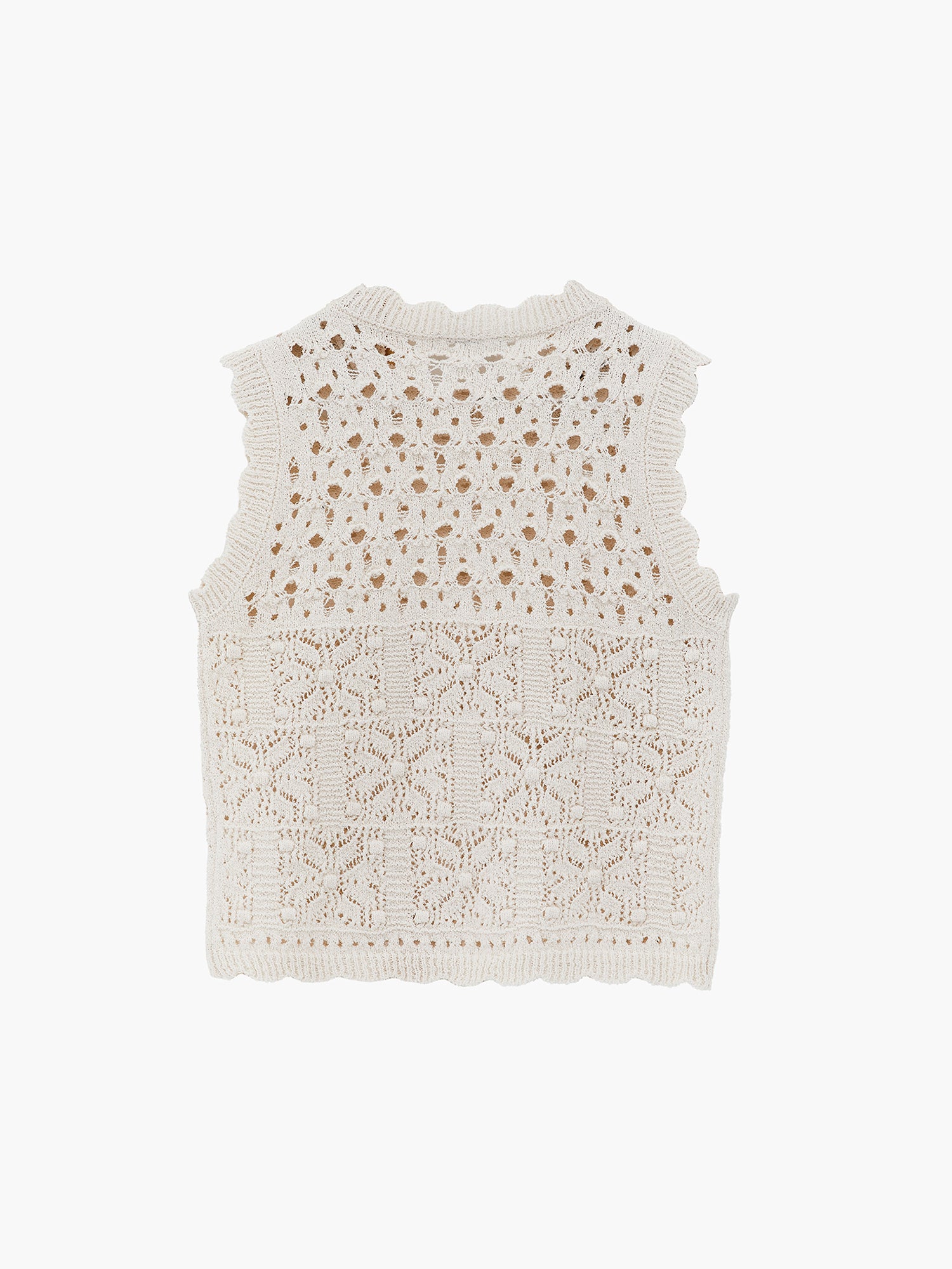 Openwork Knit Vest - ALMOND MILK
