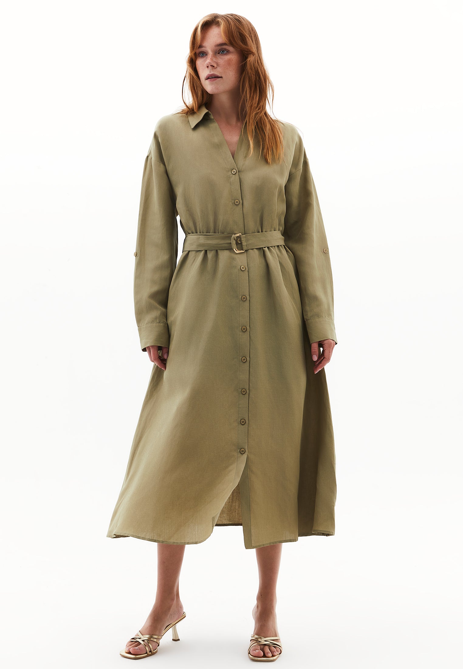 Long Dress With Belt Detail - ALOE