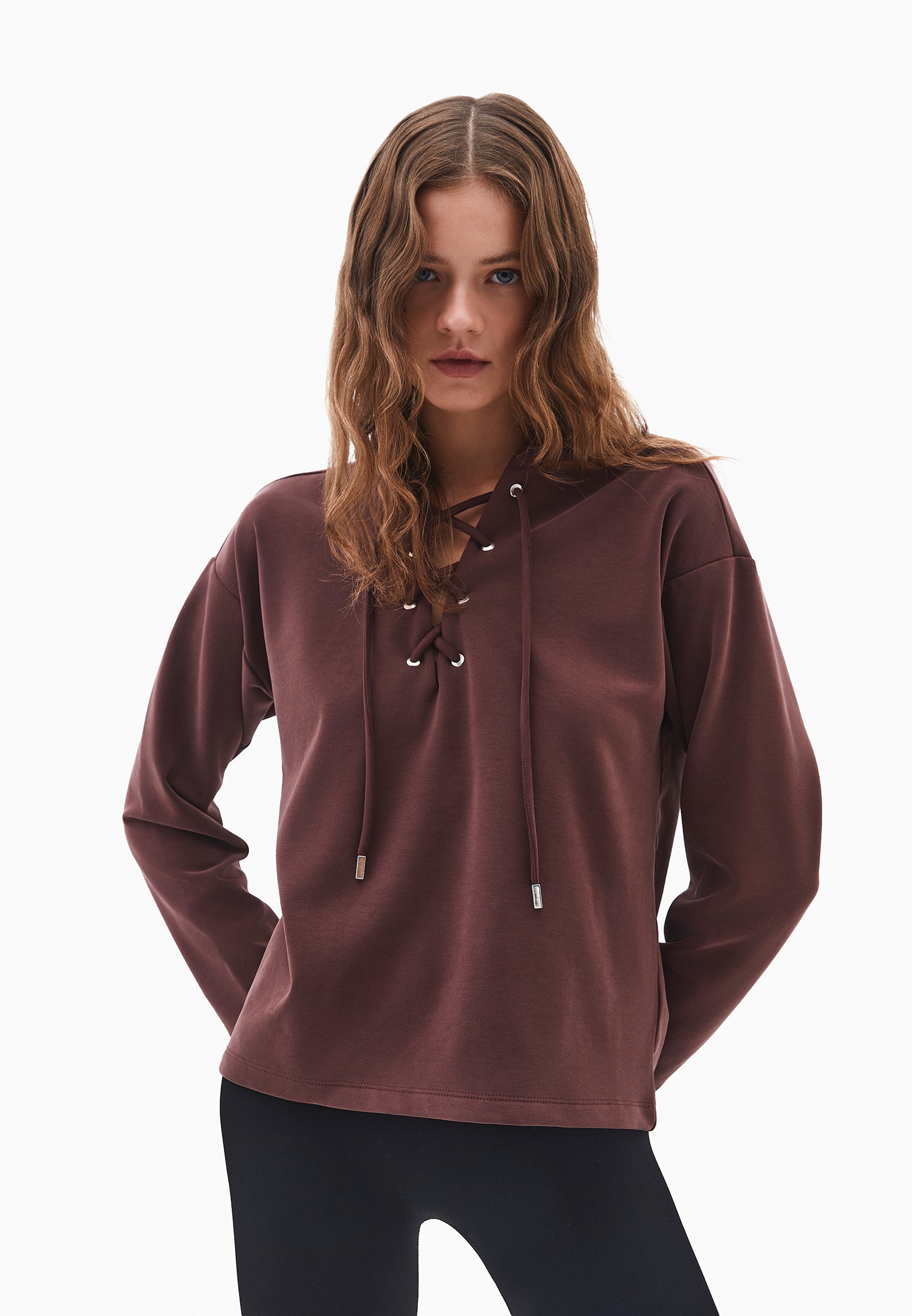 Hooded Oversize Sweatshirt - BITTER CHOCOLATE