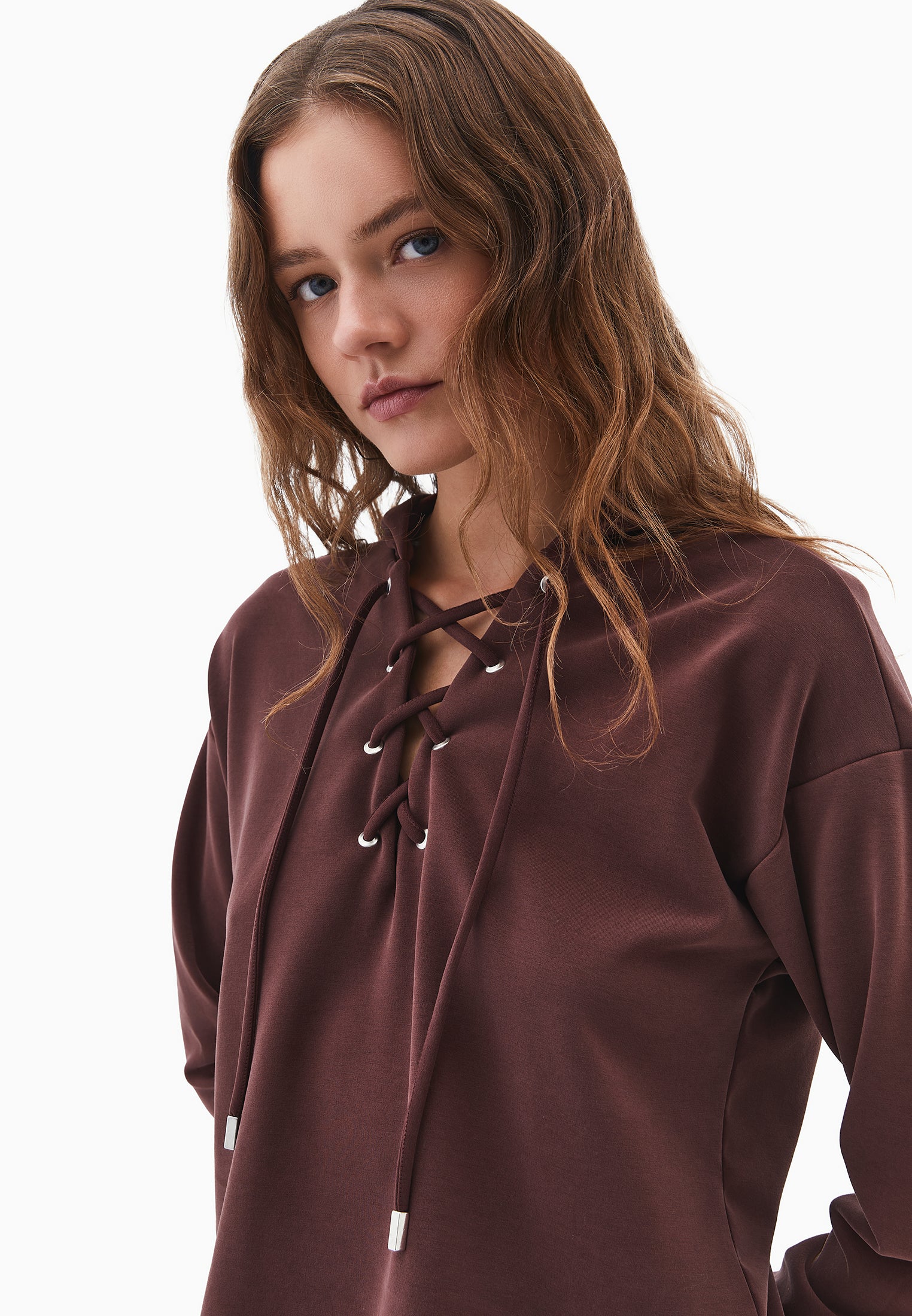 Hooded Oversize Sweatshirt - BITTER CHOCOLATE
