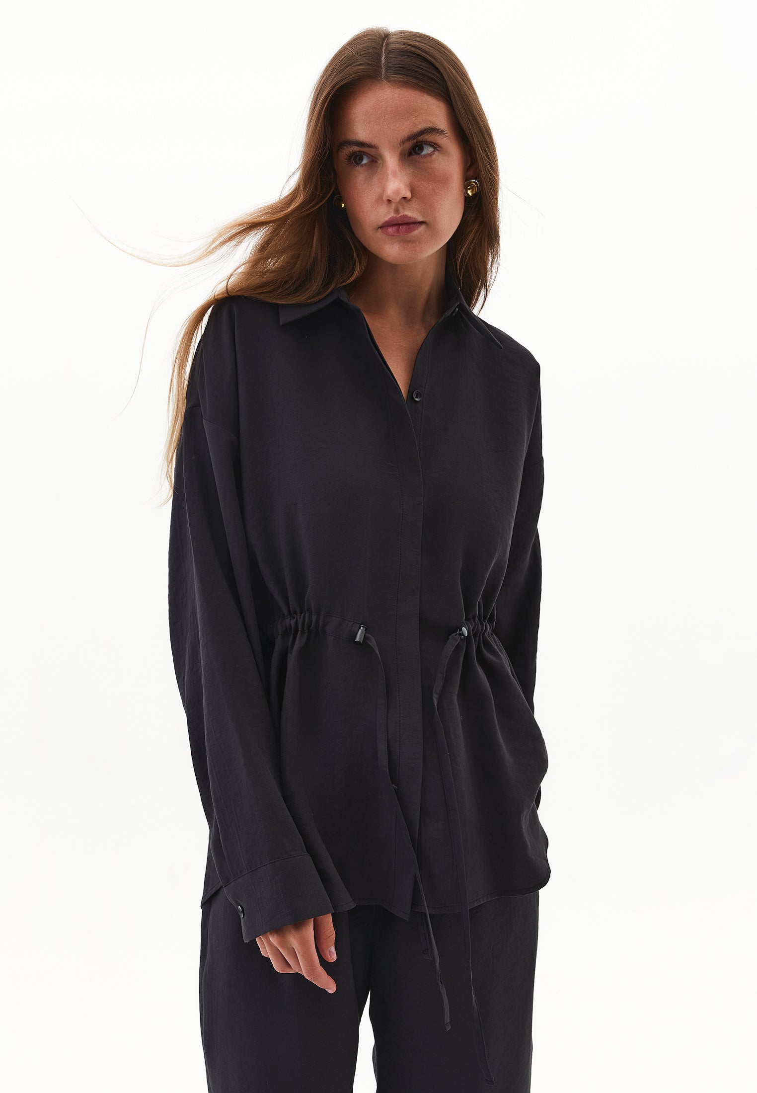 Oversize Tunic Shirt - BLACK