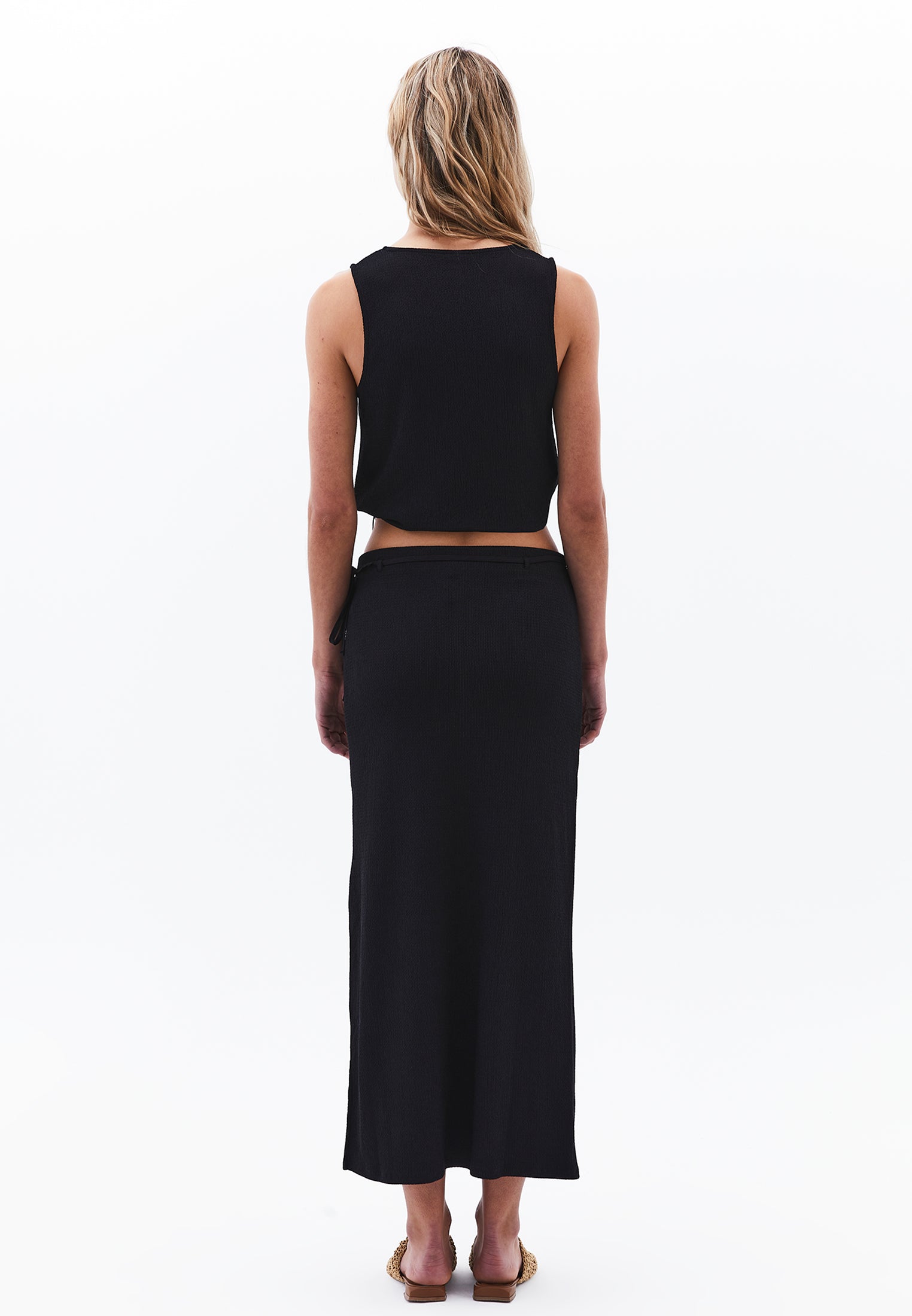 High Waist Slit Detailed Maxi Skirt - BLACK