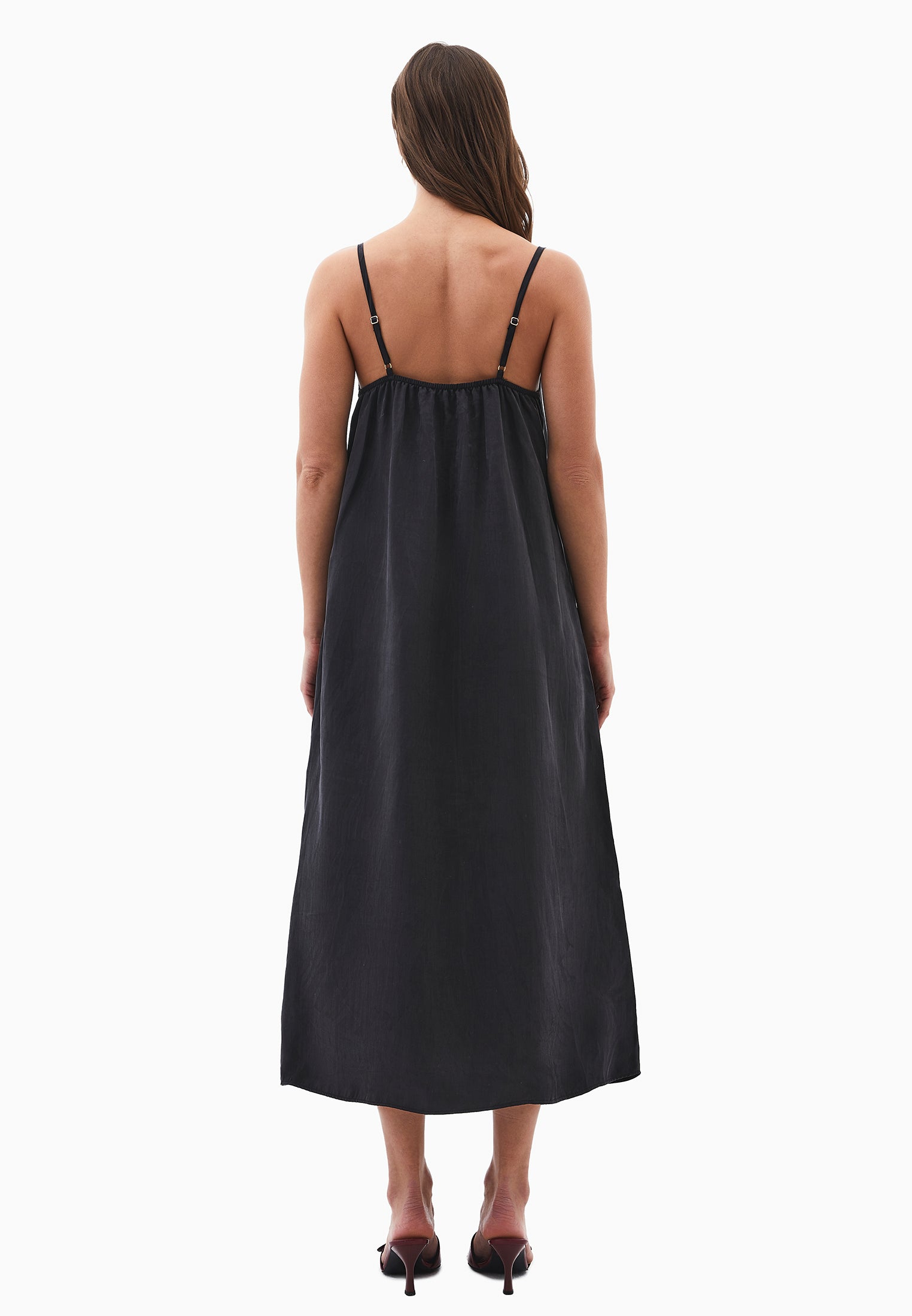 V Neck Strappy Dress - BLACK