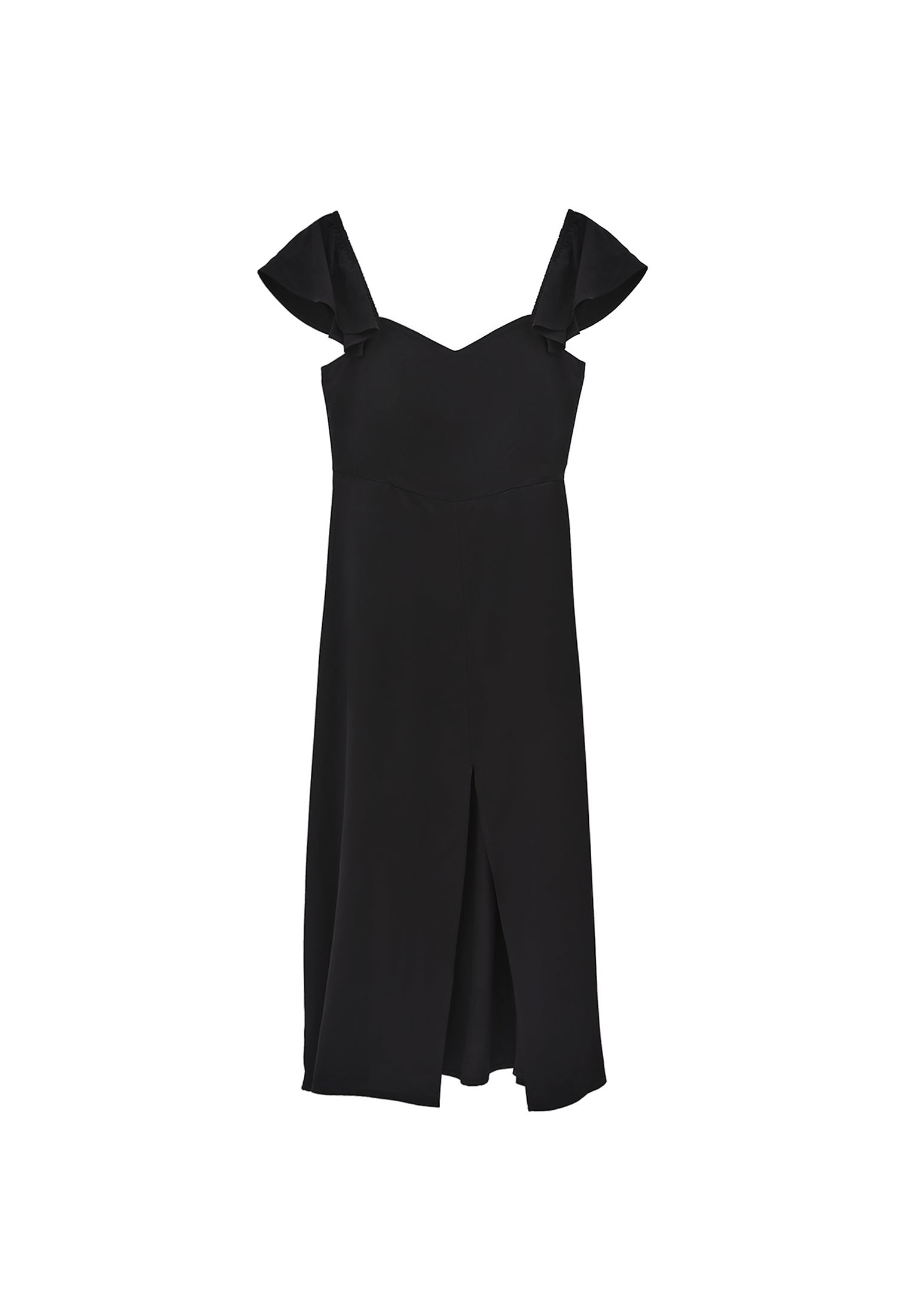 Sweetheart neckline midi dress - BLACK