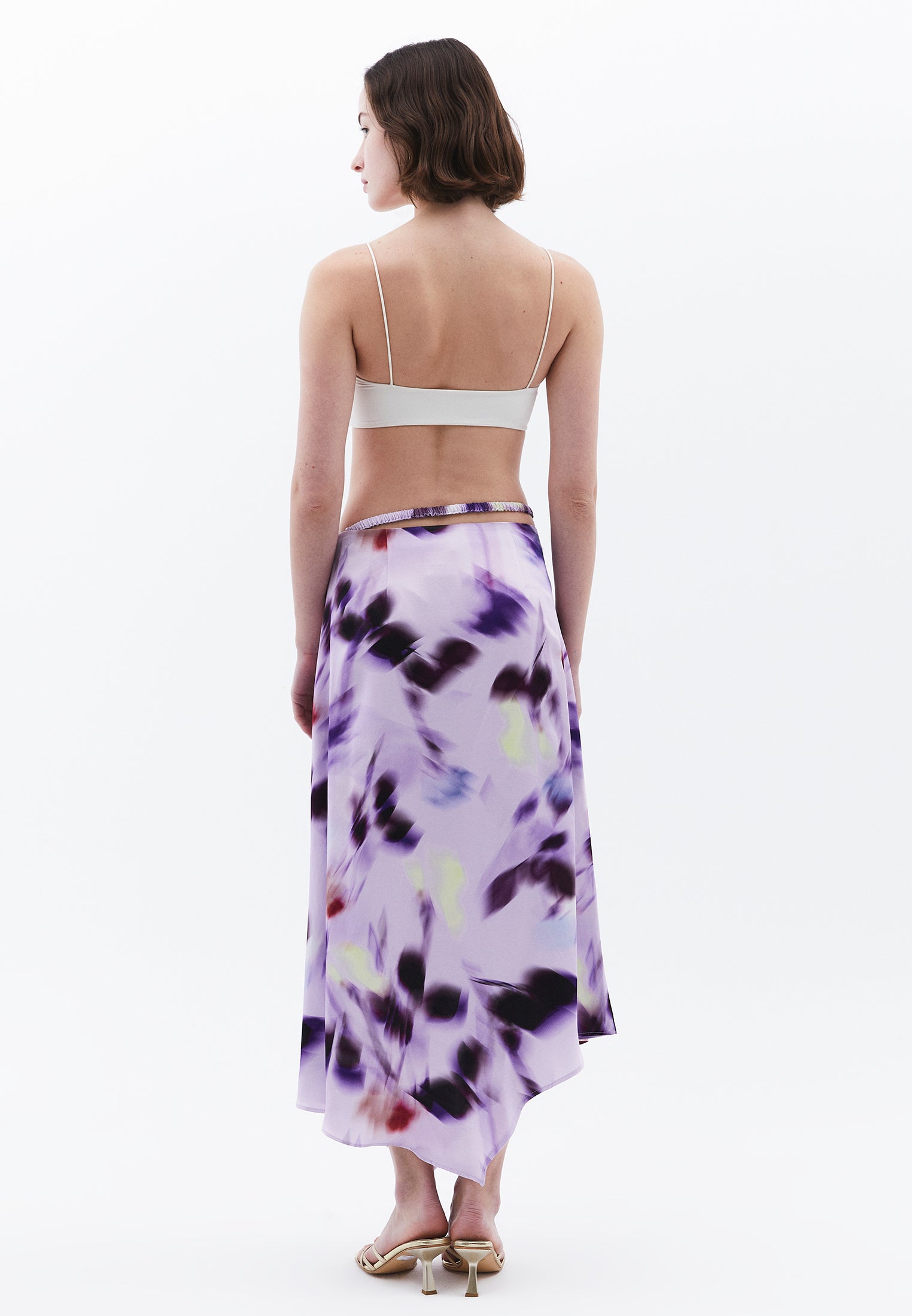 High Waist Long Skirt With Asymmetric Buckle Detail - BLUR COMB