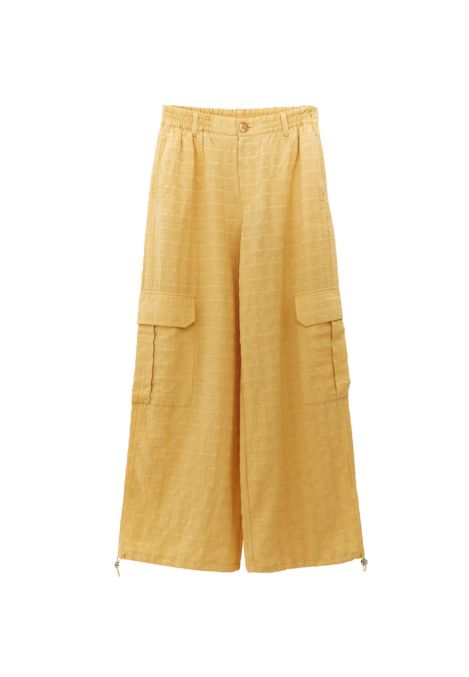 بنطلون جاكار عالي الخصر - أصفر برتقالي اللون