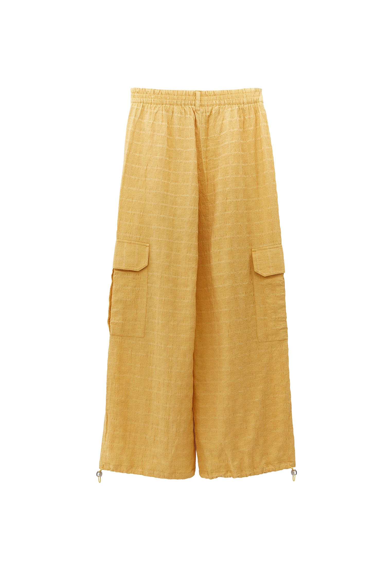 بنطلون جاكار عالي الخصر - أصفر برتقالي اللون