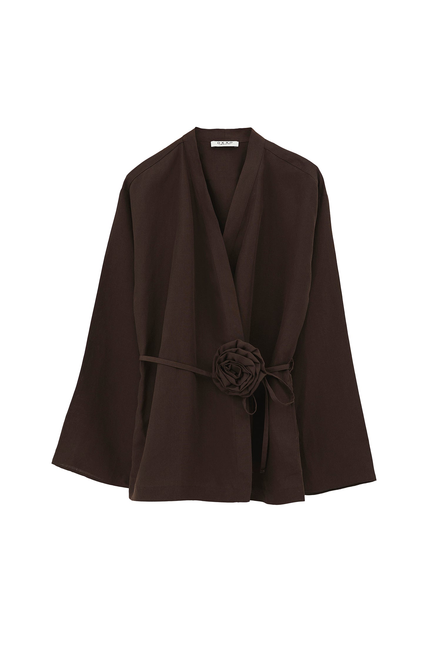 Oversized belted jacket - CHOCOLATE BROWN