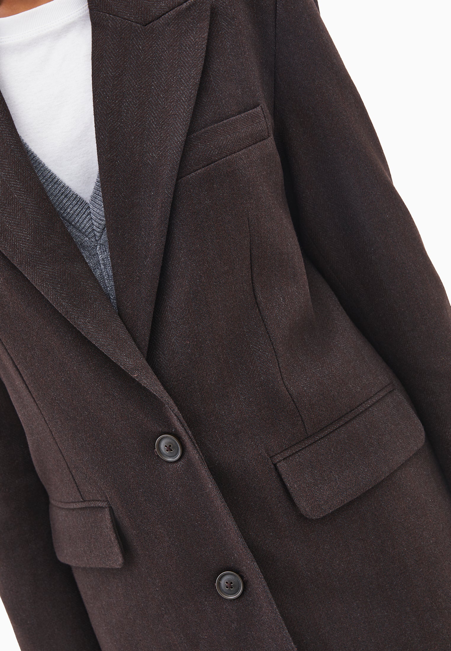 Boyfriend Fit Long Blazer - CHOCOLATE TORTE