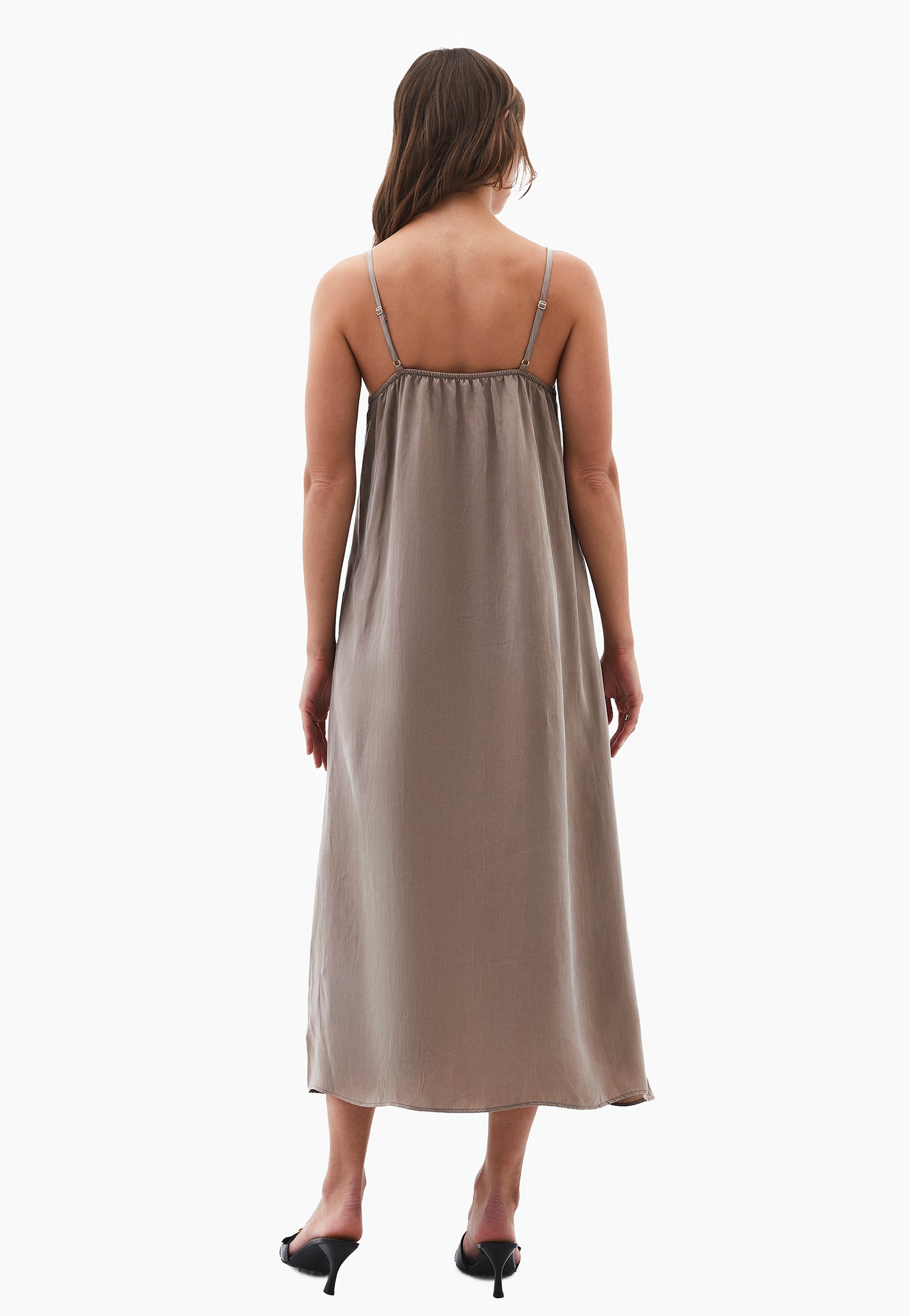 V Neck Strappy Dress - DESERT TAUPE