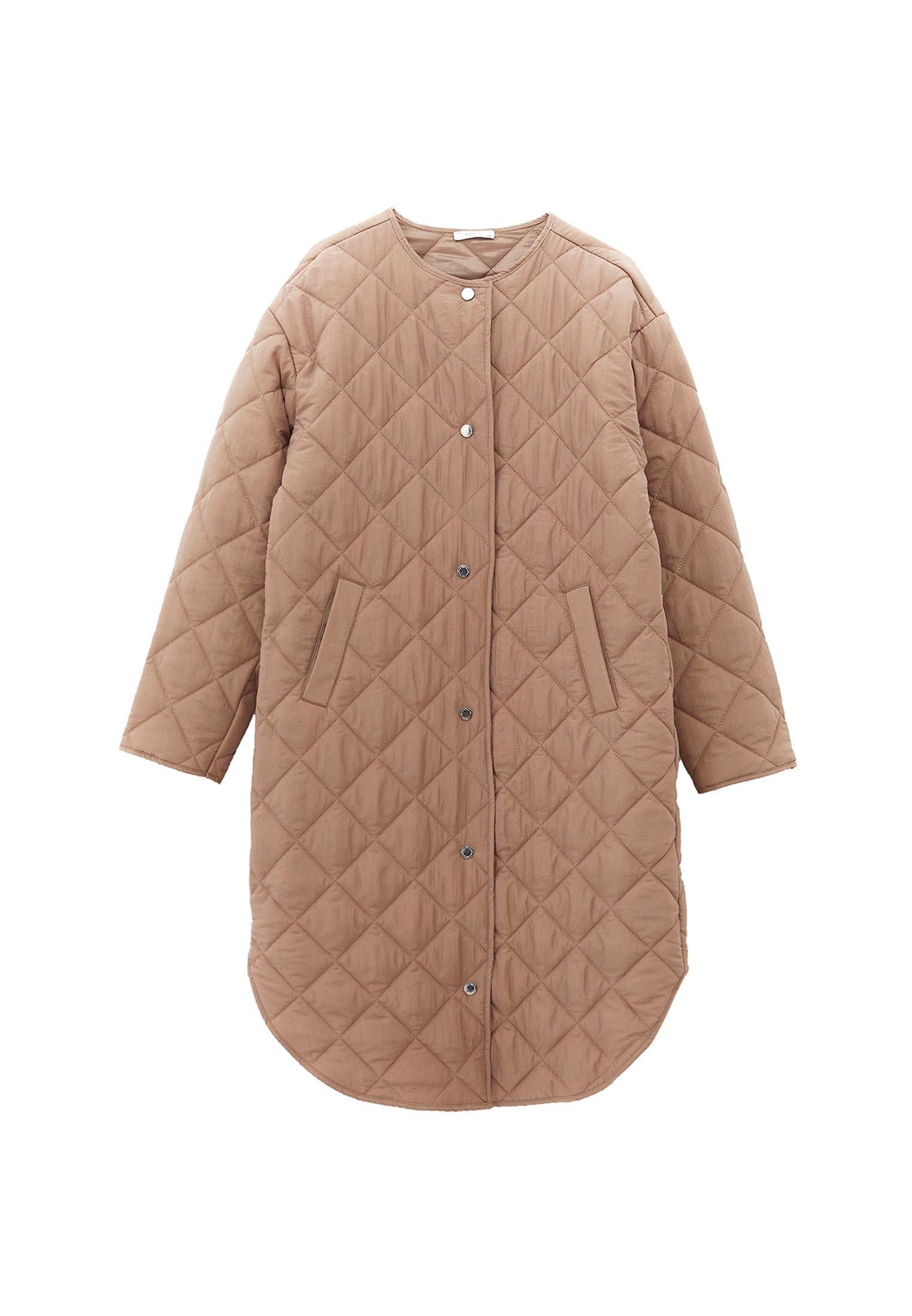 Long Coat With Crew Neck - DESERT TAUPE