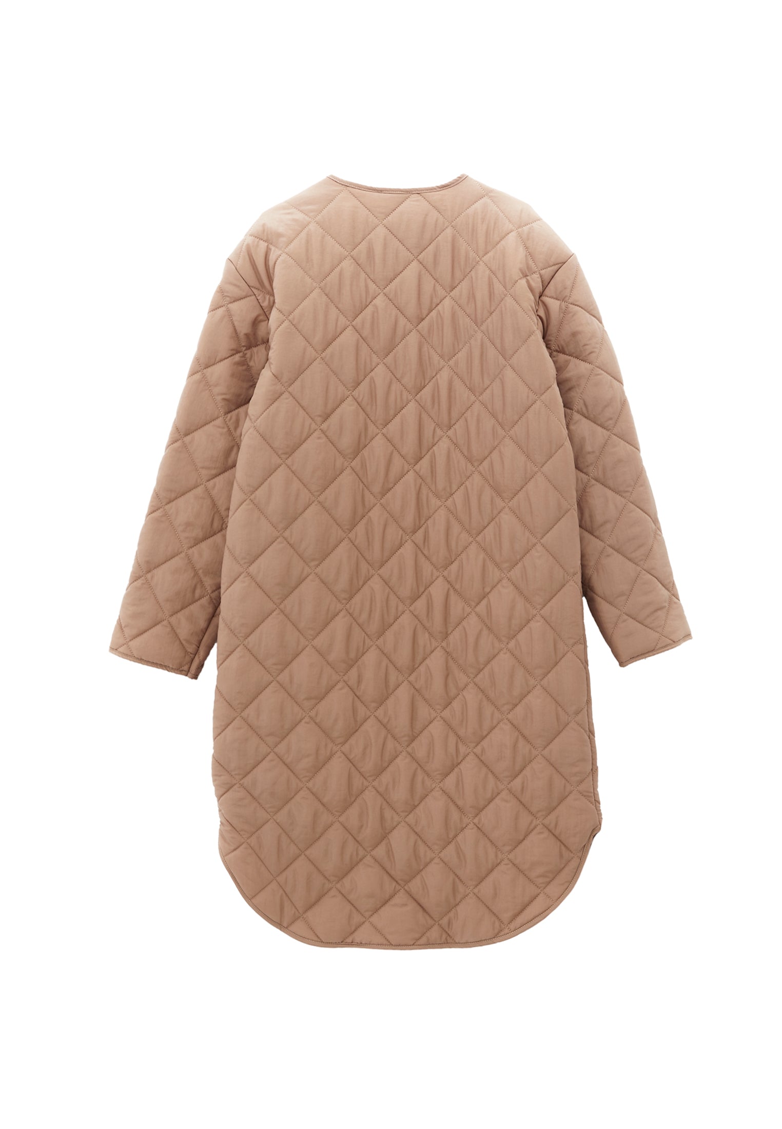 Long Coat With Crew Neck - DESERT TAUPE