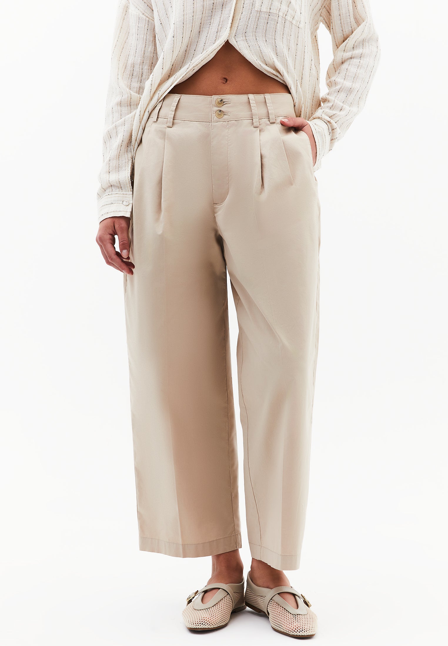 High Waist Baggy Carrot Trousers - FEATHER GRAY