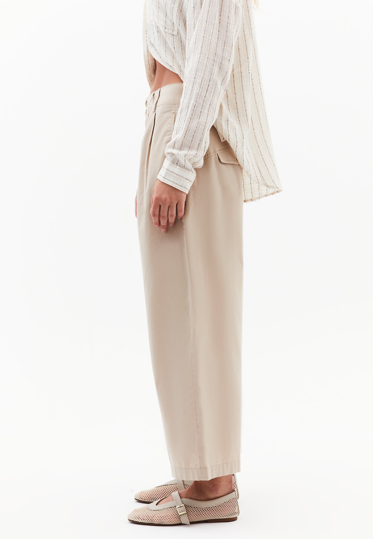 High Waist Baggy Carrot Trousers - FEATHER GRAY