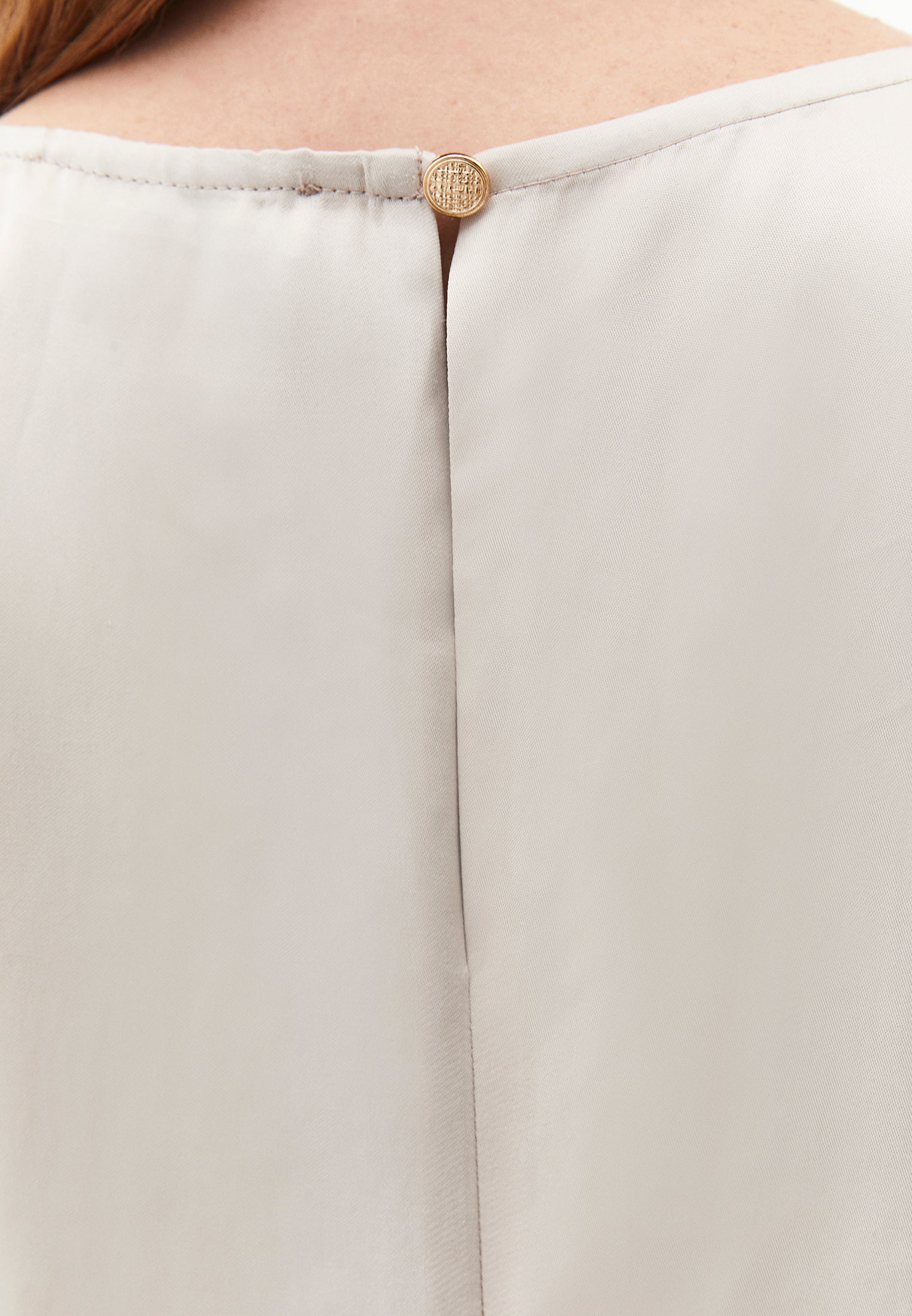 U Neck Tank Top With Button Details - FEATHER GRAY