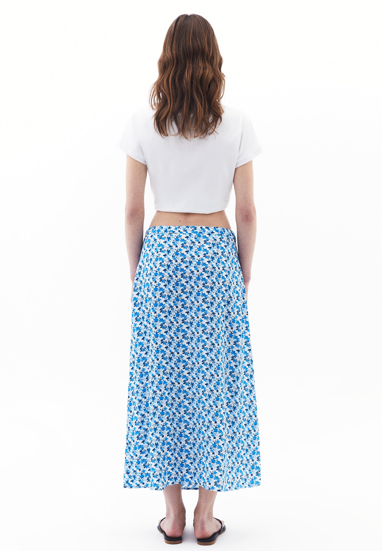 Midi Skirt With Slit Detail - FLORAL COMB