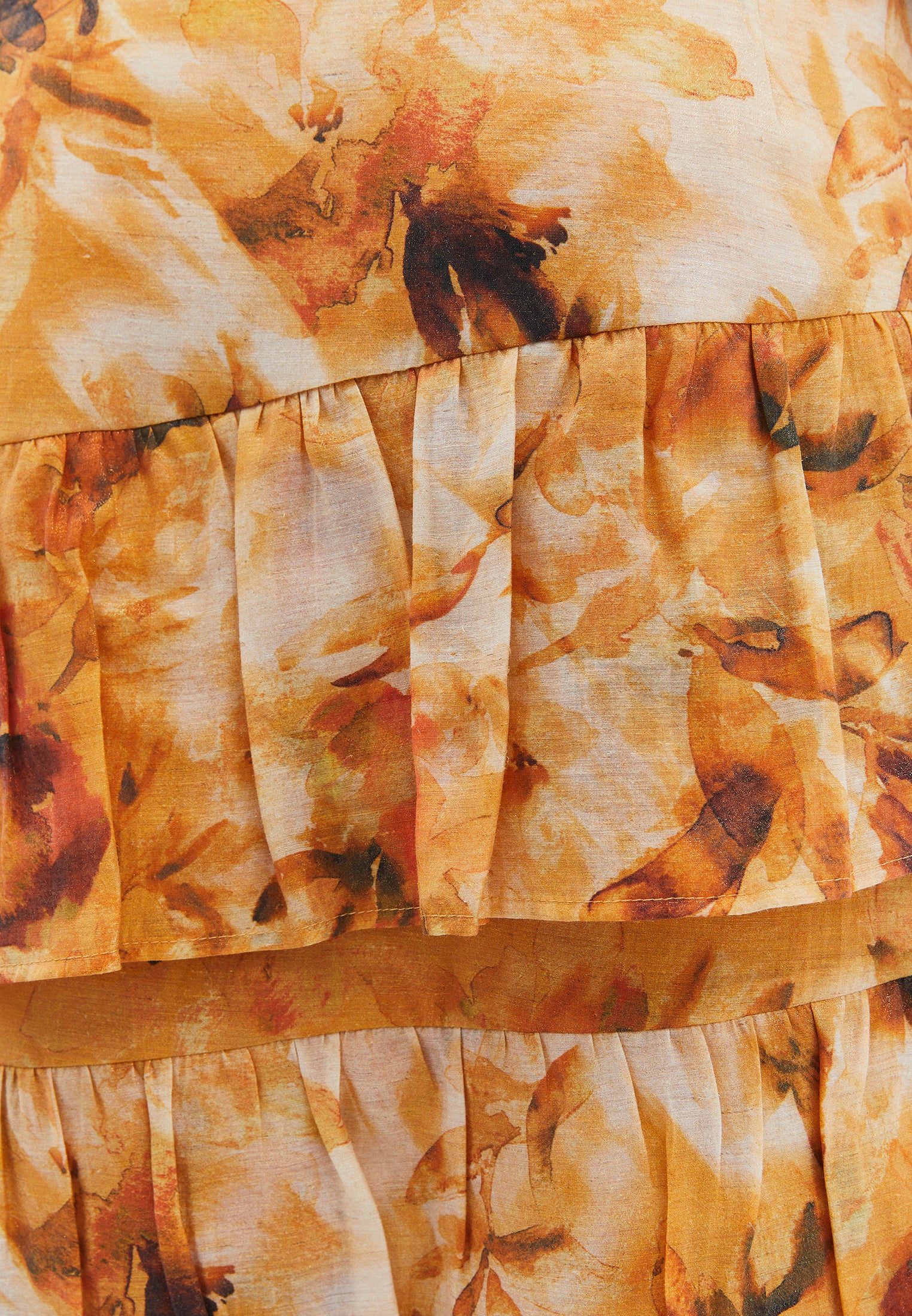 Ruffled Linen Skirt - FLORAL COMB