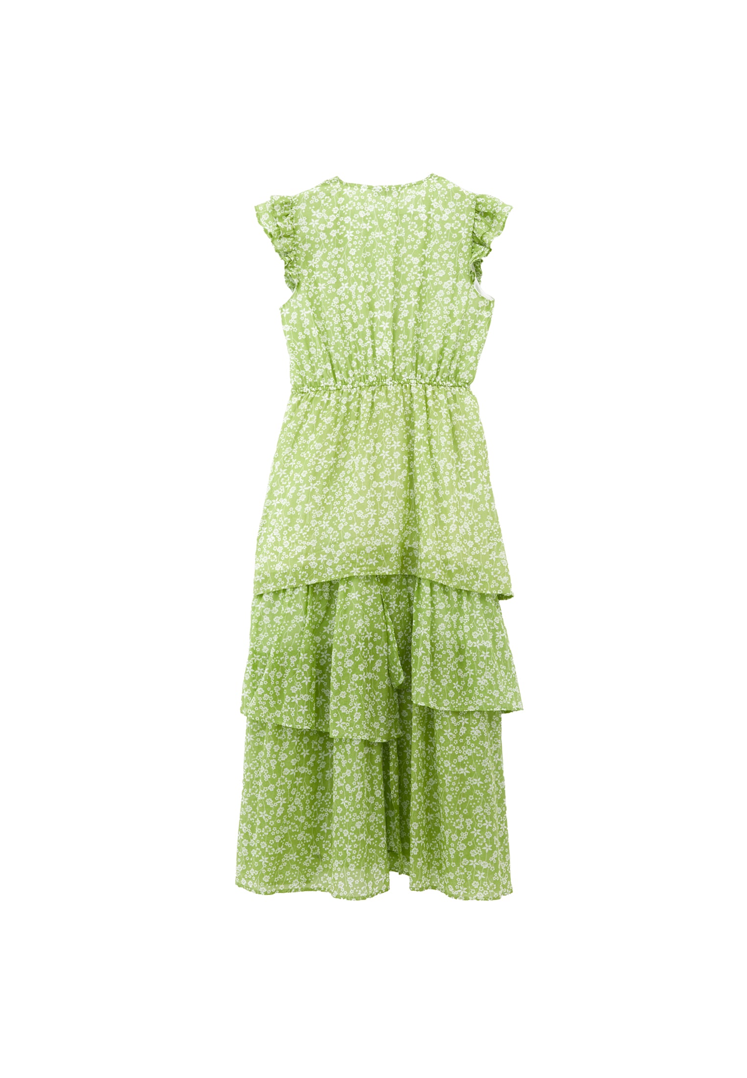 فستان طويل مع تفاصيل كشكش - مشط زهري