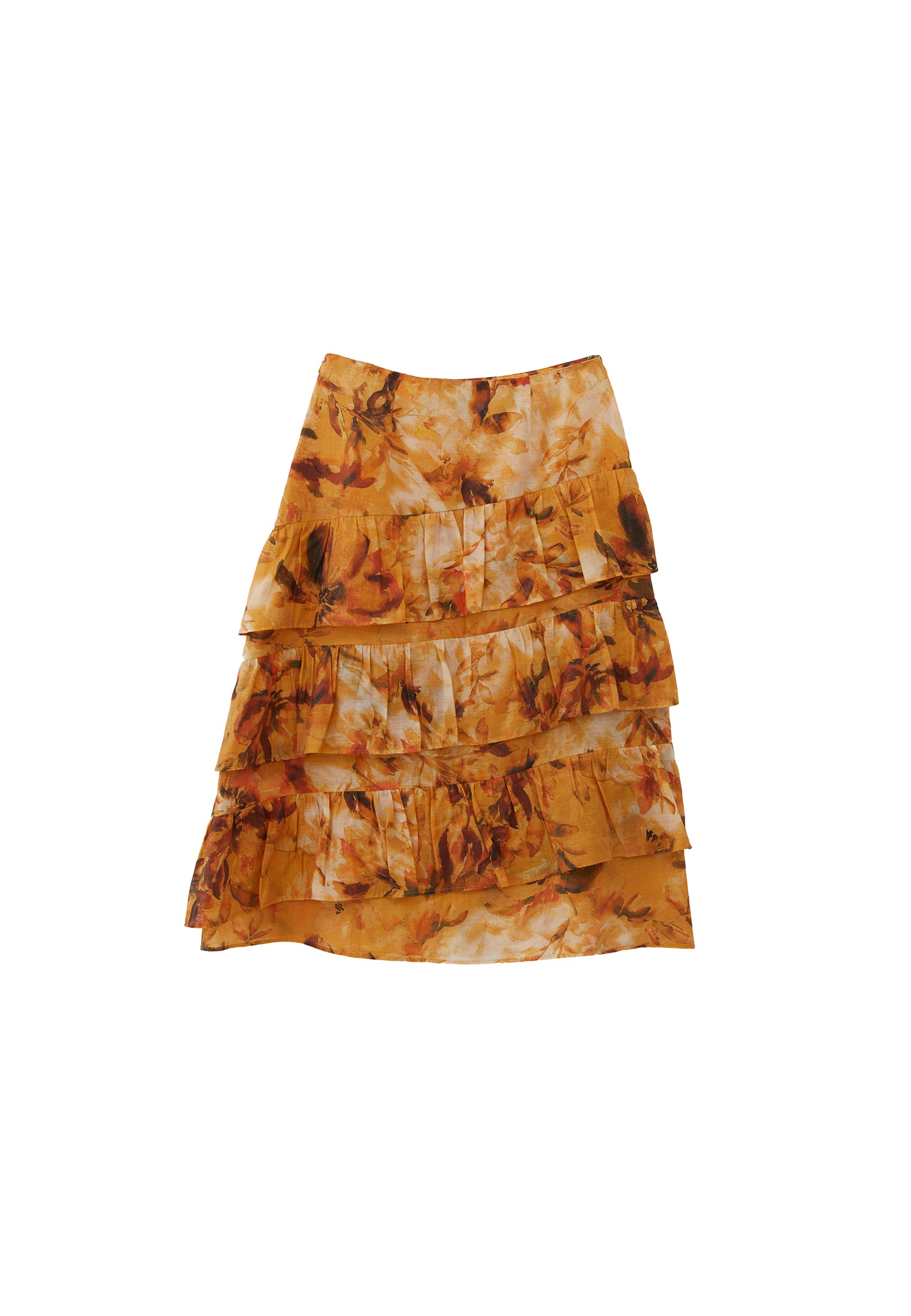 Ruffled Linen Skirt - FLORAL COMB