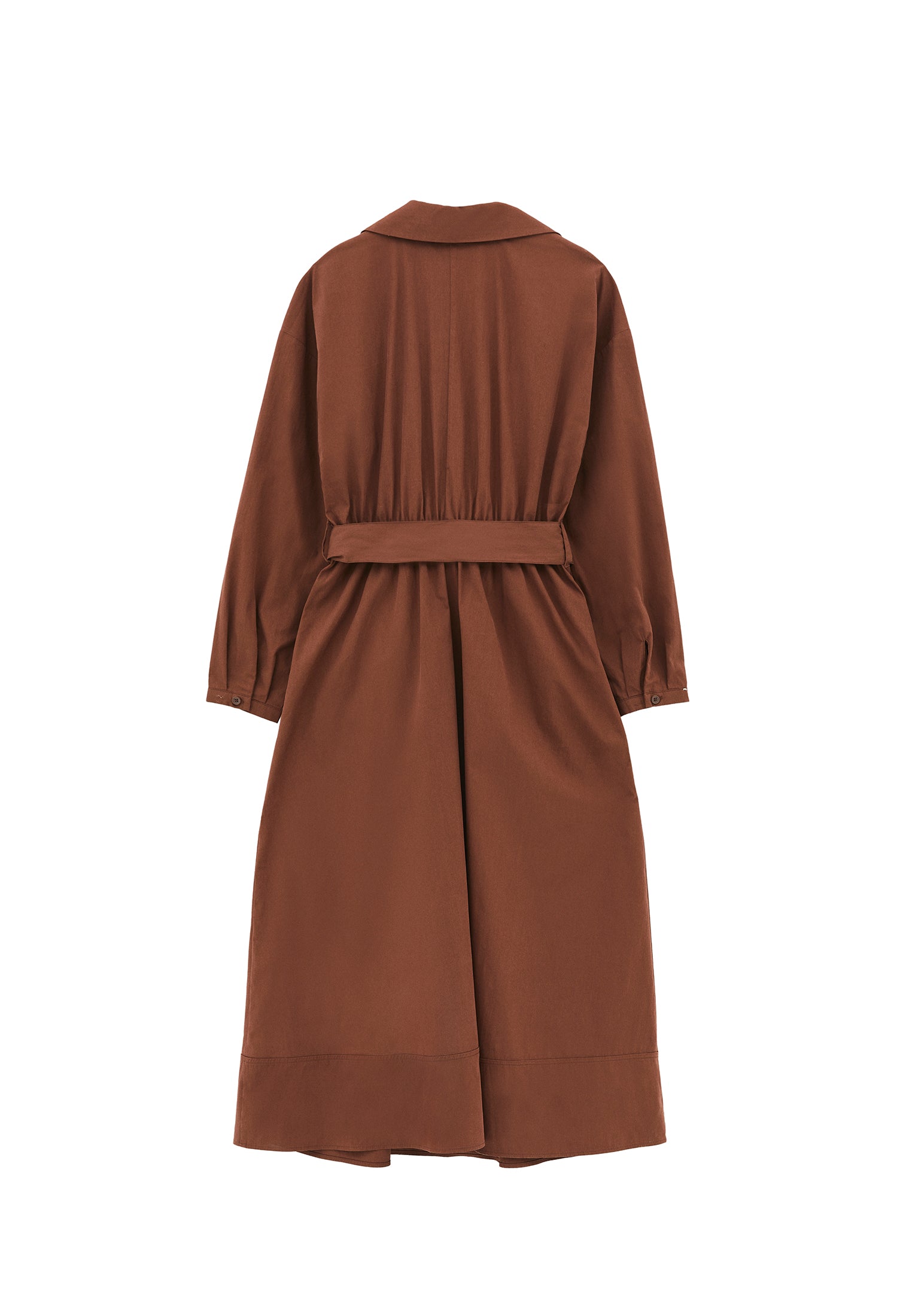 Shirt Collar Belt Detailed Long Dress - FONDUE FUDGE