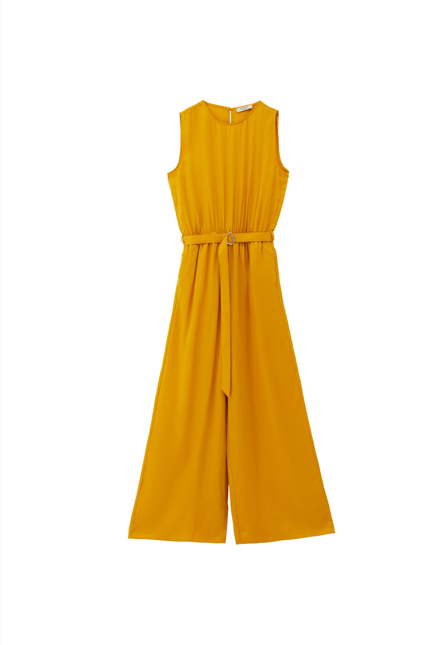 Long Jumpsuit With Belt Detail - GOLDEN SPICE