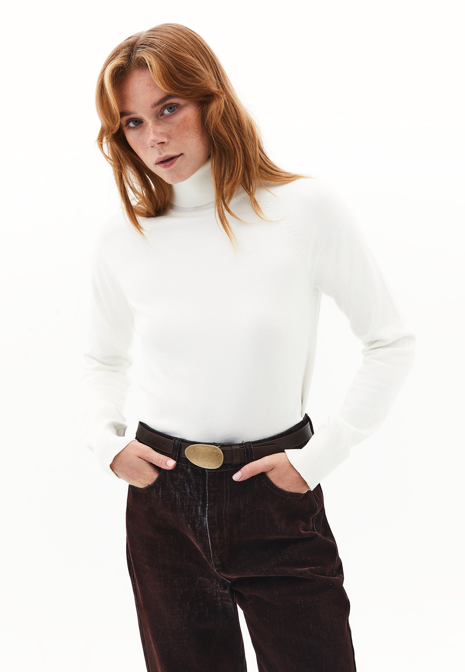 Slim Fit Turtleneck Knitwear - ICE MILK