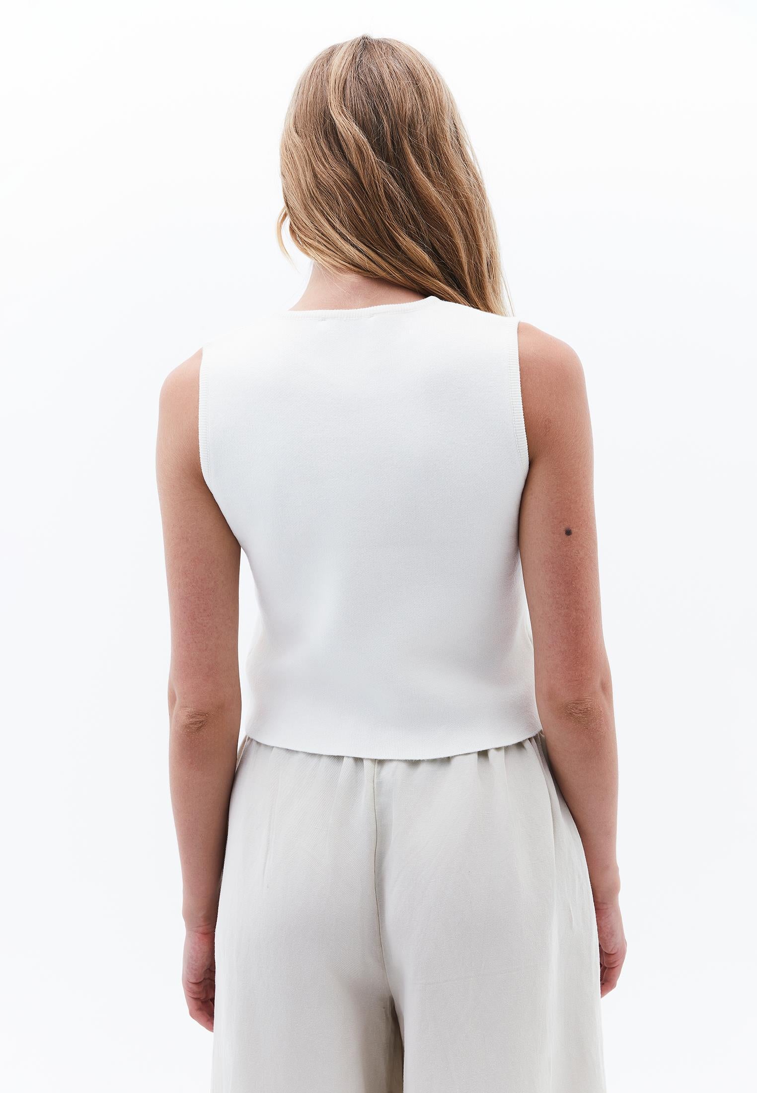 Button Collared Vest - ICE MILK