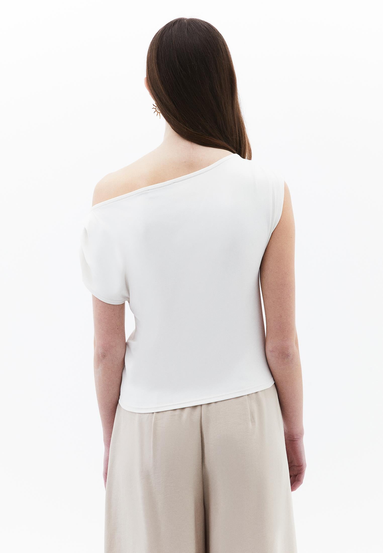 Boat Neck Sleeveless Standard Blouse - ICE MILK