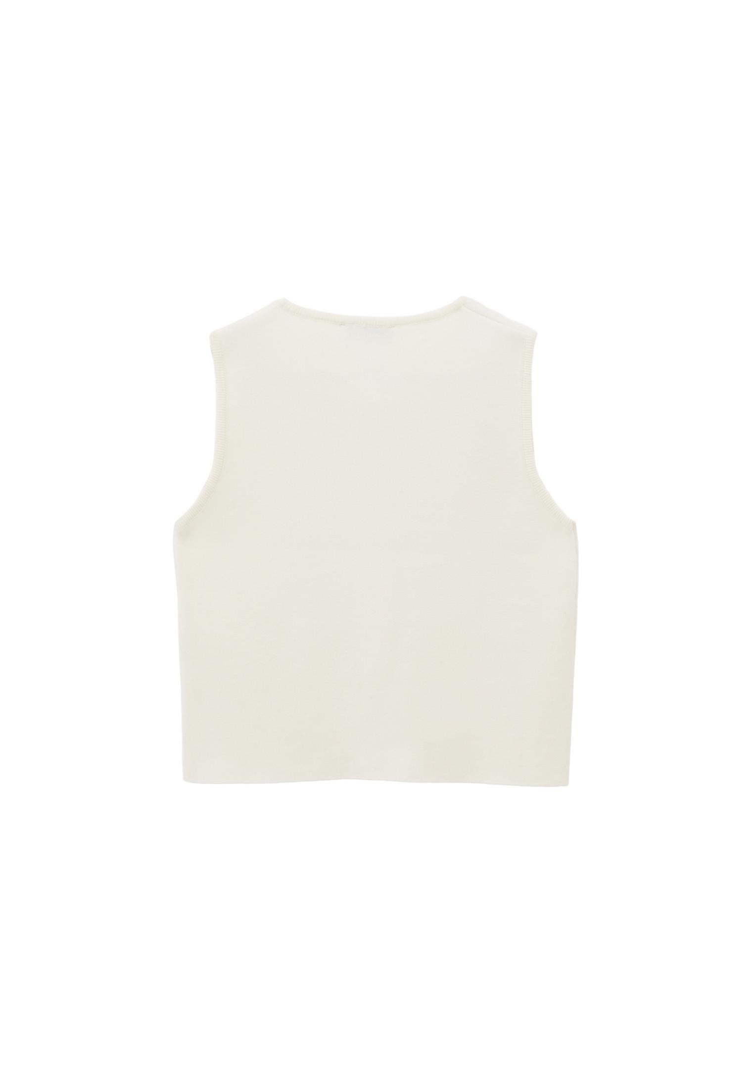 Button Collared Vest - ICE MILK