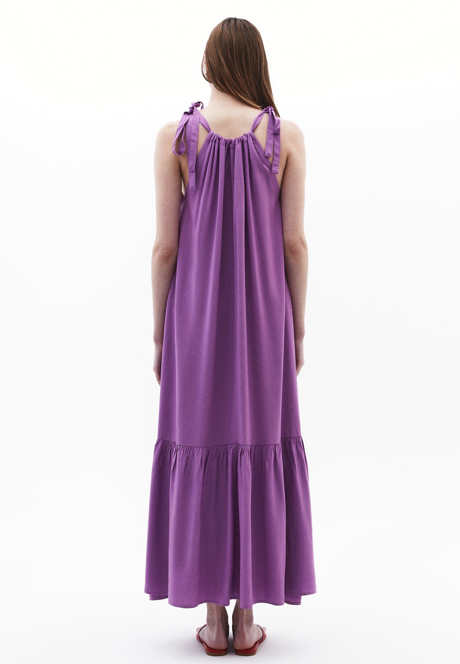 Halter Neck Long A-Line Dress - IRIS ORCHID