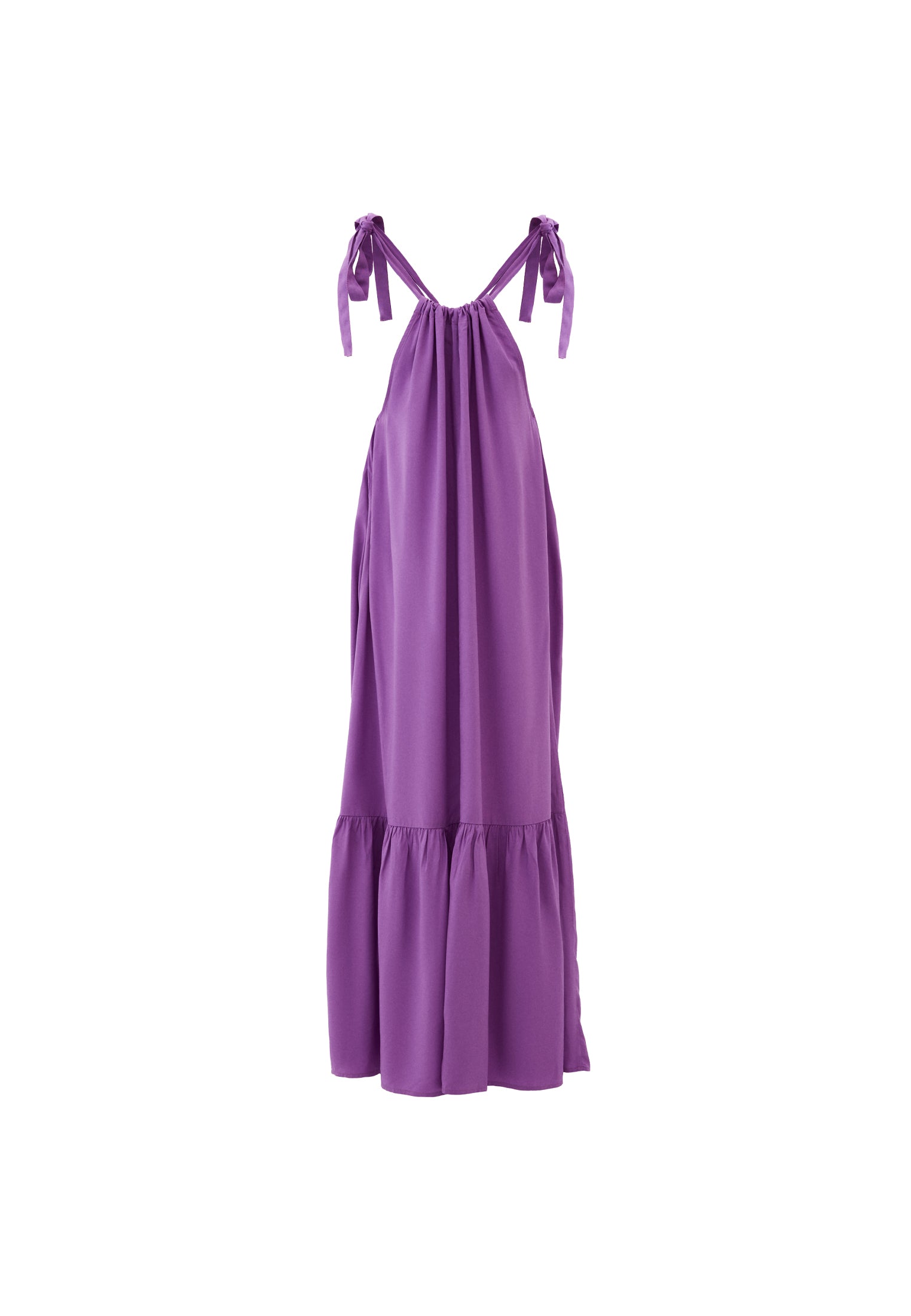 Halter Neck Long A-Line Dress - IRIS ORCHID
