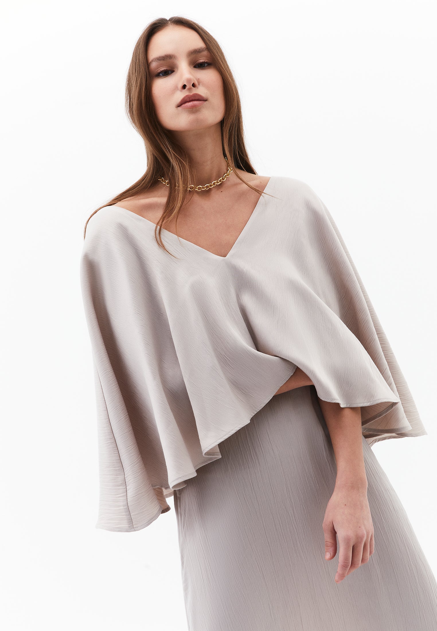 فستان طويل برقبة على شكل V - ISLAND FOSSIL