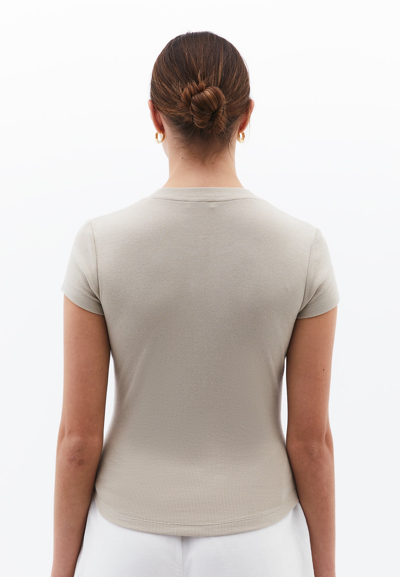 Button Detailed T-Shirt - ISLAND FOSSIL