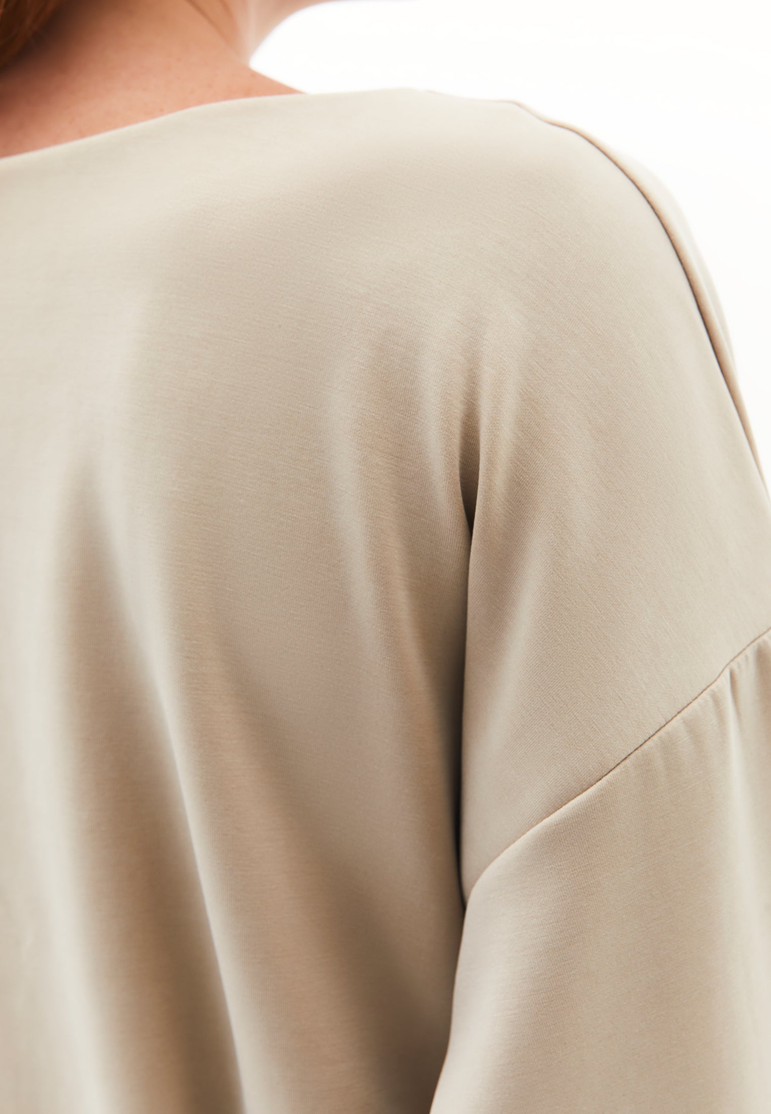 V Neck Modal Sweatshirt - ISLAND FOSSIL