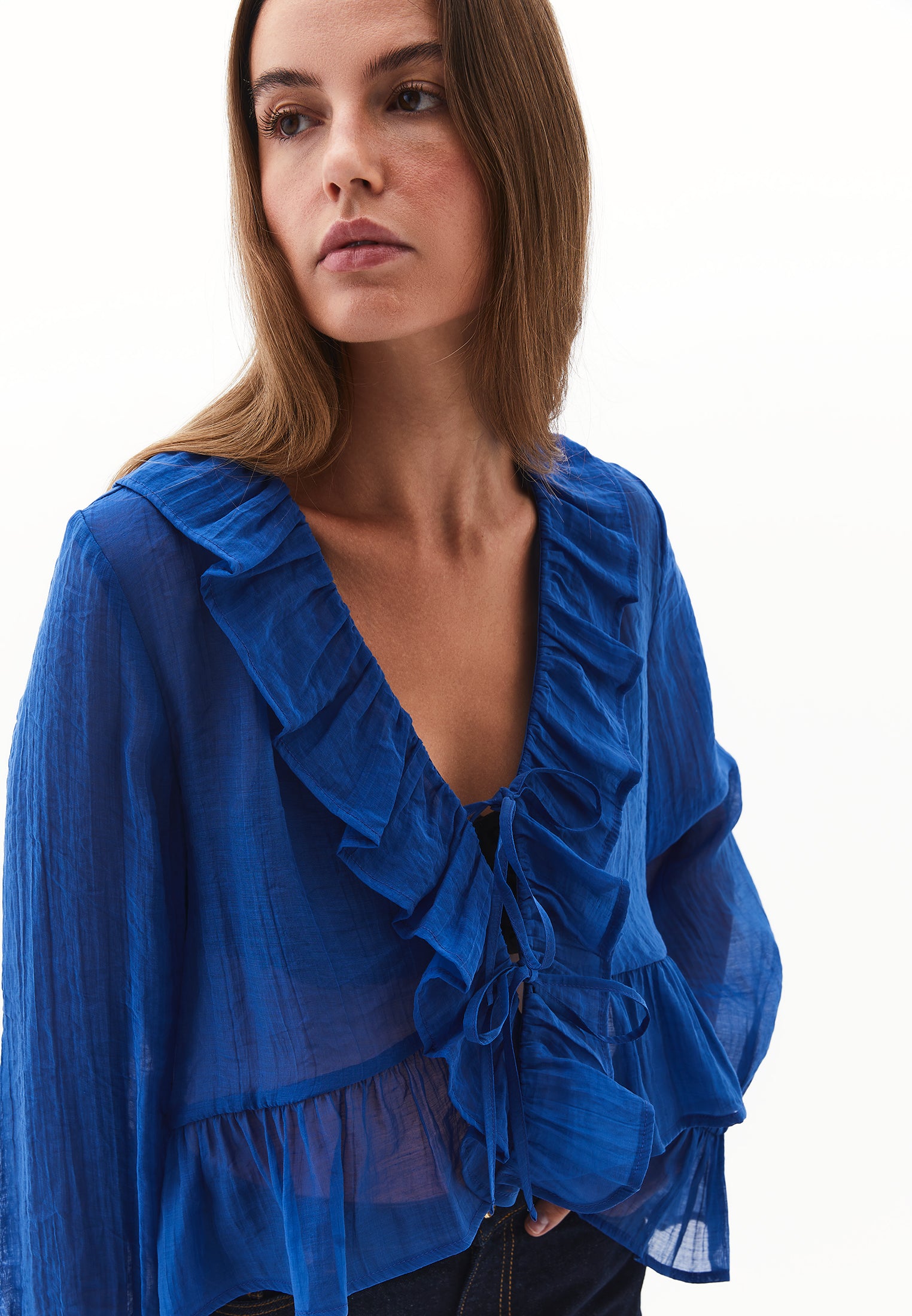 بلوزة بأكمام طويلة مكشكشة - LIMOGES