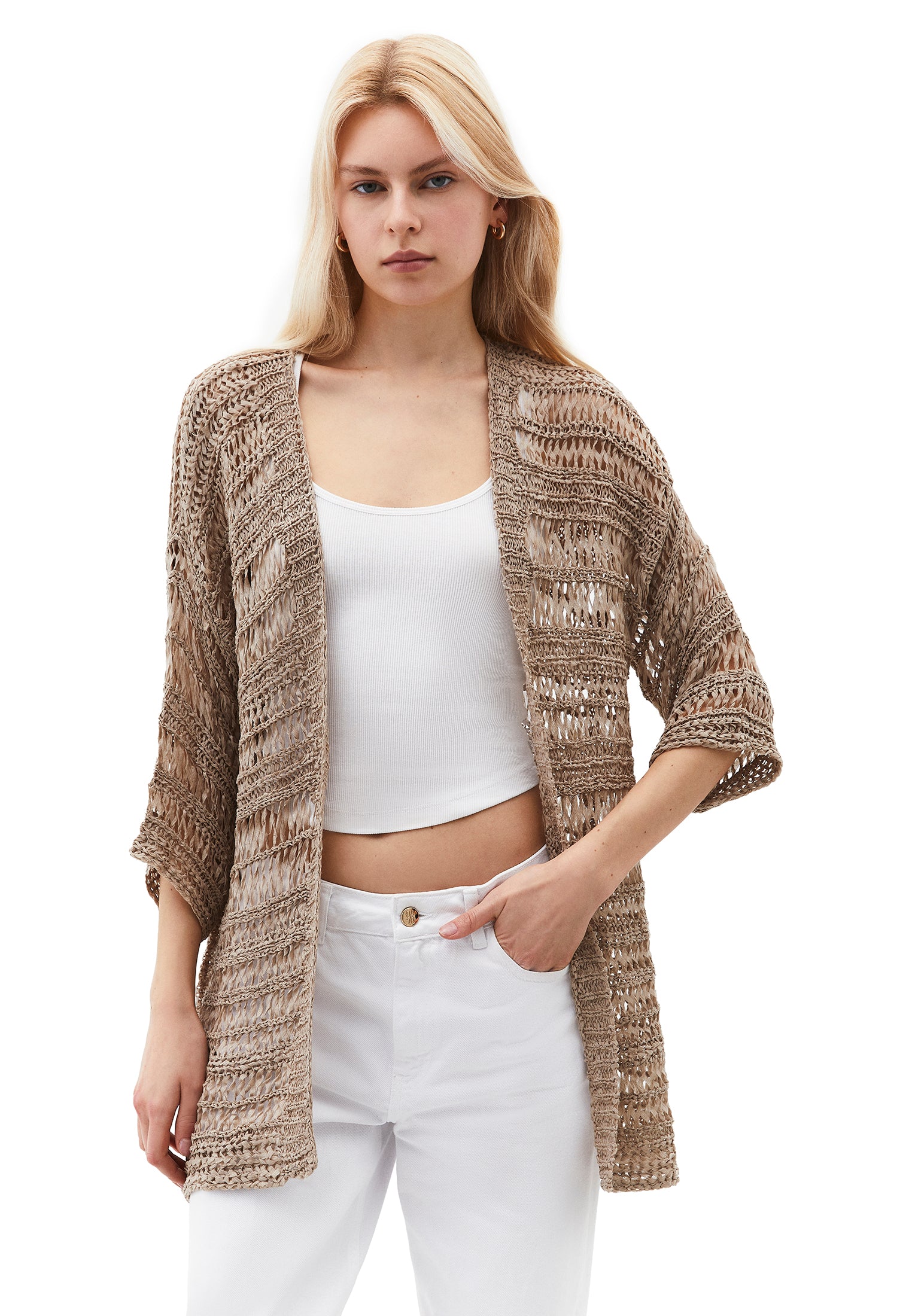 Comfortable Long Cardigan - OXFORD TAN