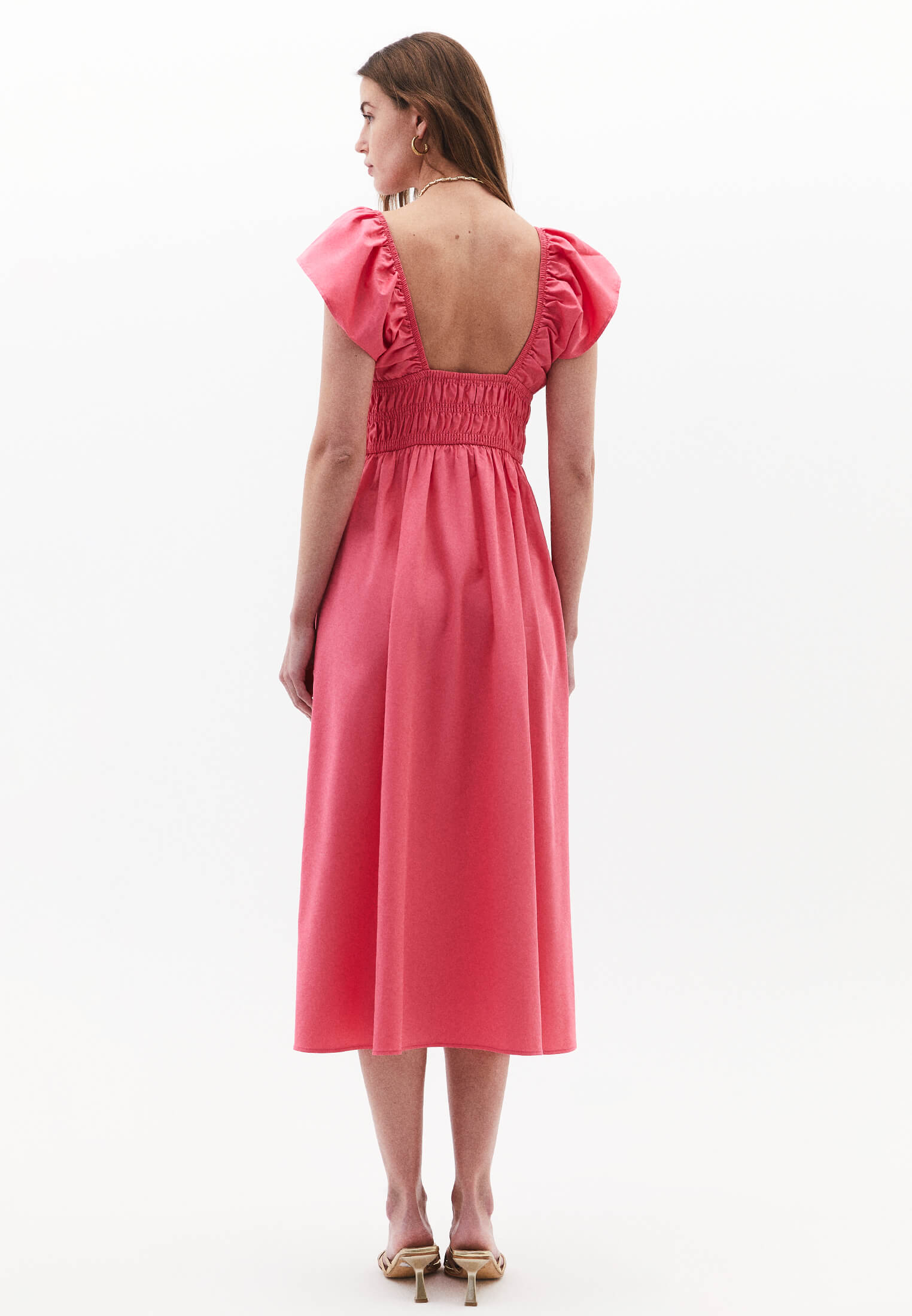 V Neck Dress With Gipe Detail - PINK LEMONADE