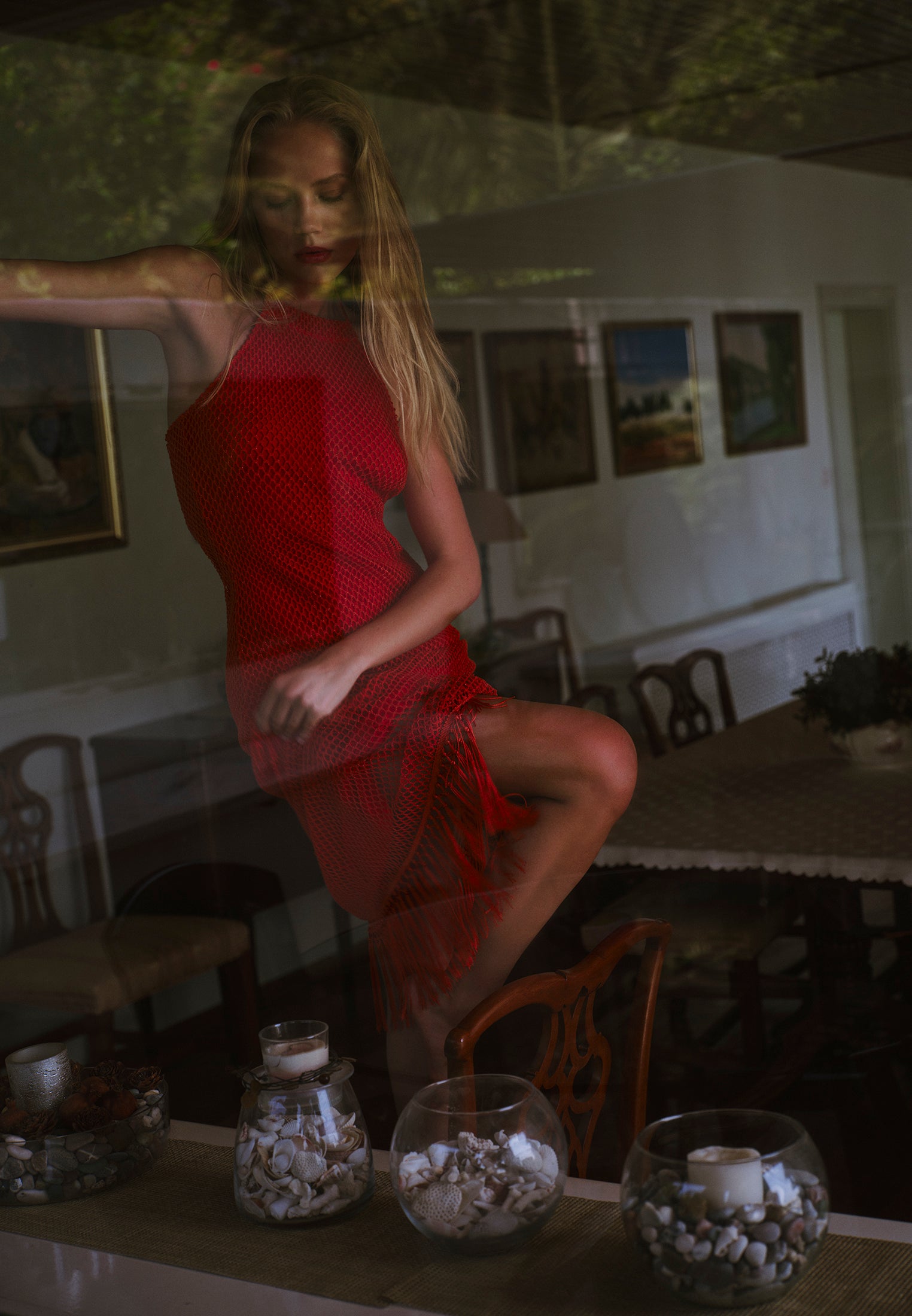 Glitter Halter Neck Dress - PUREED PUMPKIN