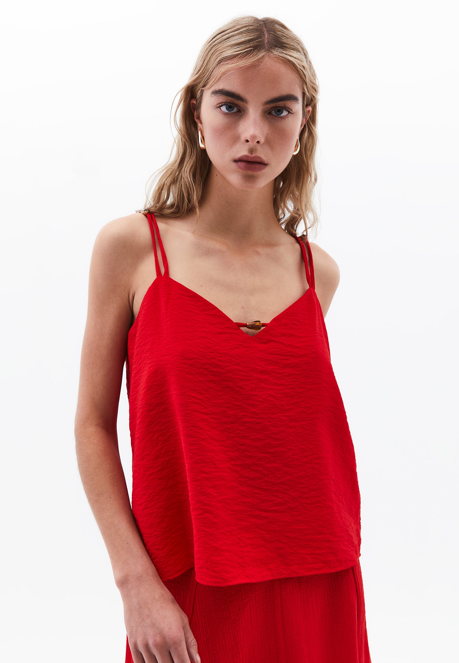 V-Neck Blouse - RACING RED