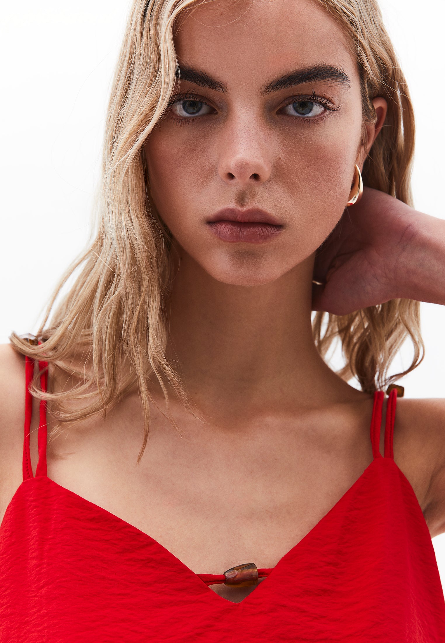 V-Neck Blouse - RACING RED