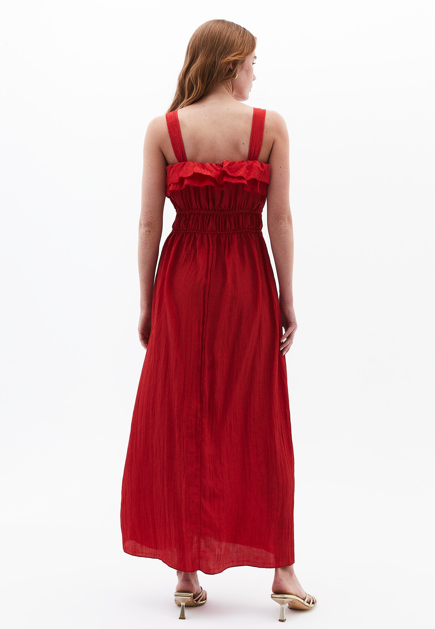 Wrinkled Look Dress - RACING RED