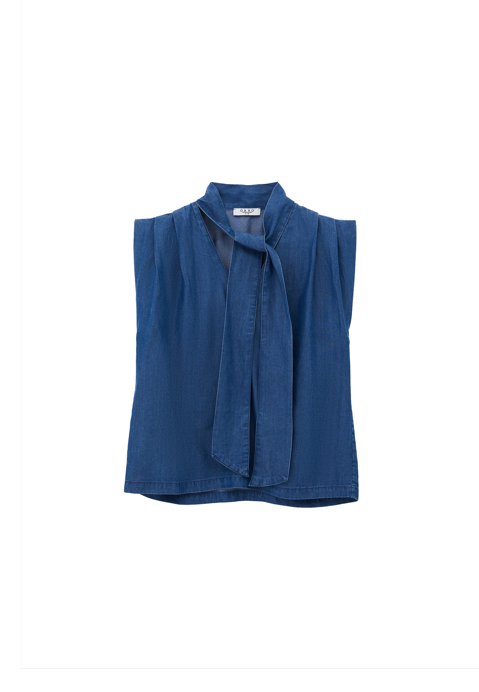 Tencel Blouse With Bow Detail - RODEO BLUE DENIM