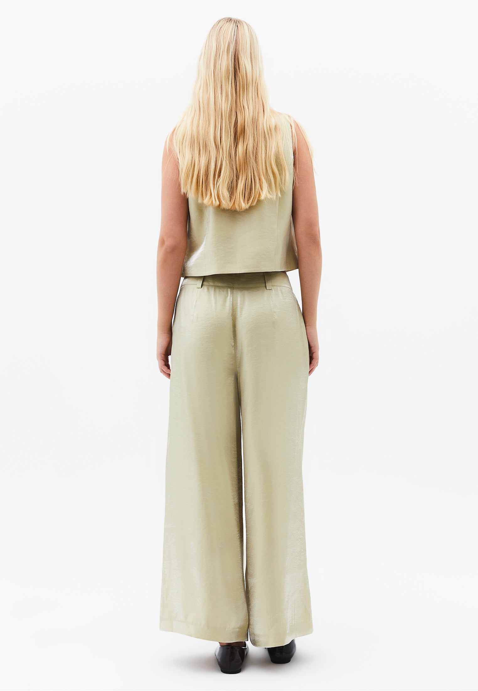 Wide leg pants with belt detail - SAGE GREEN