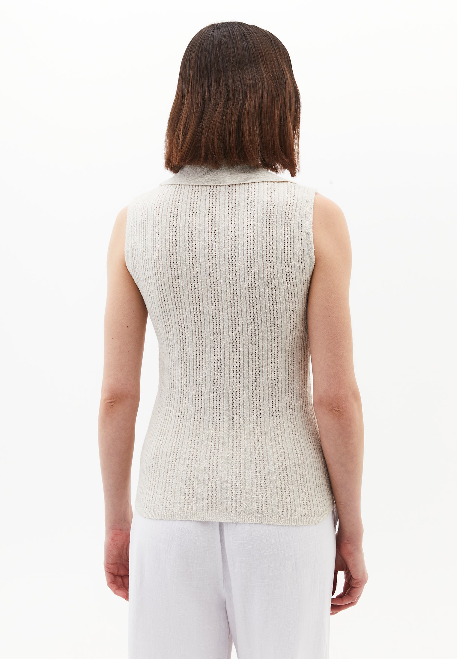 V-Neck Bouclé Vest - SILVER BIRCH