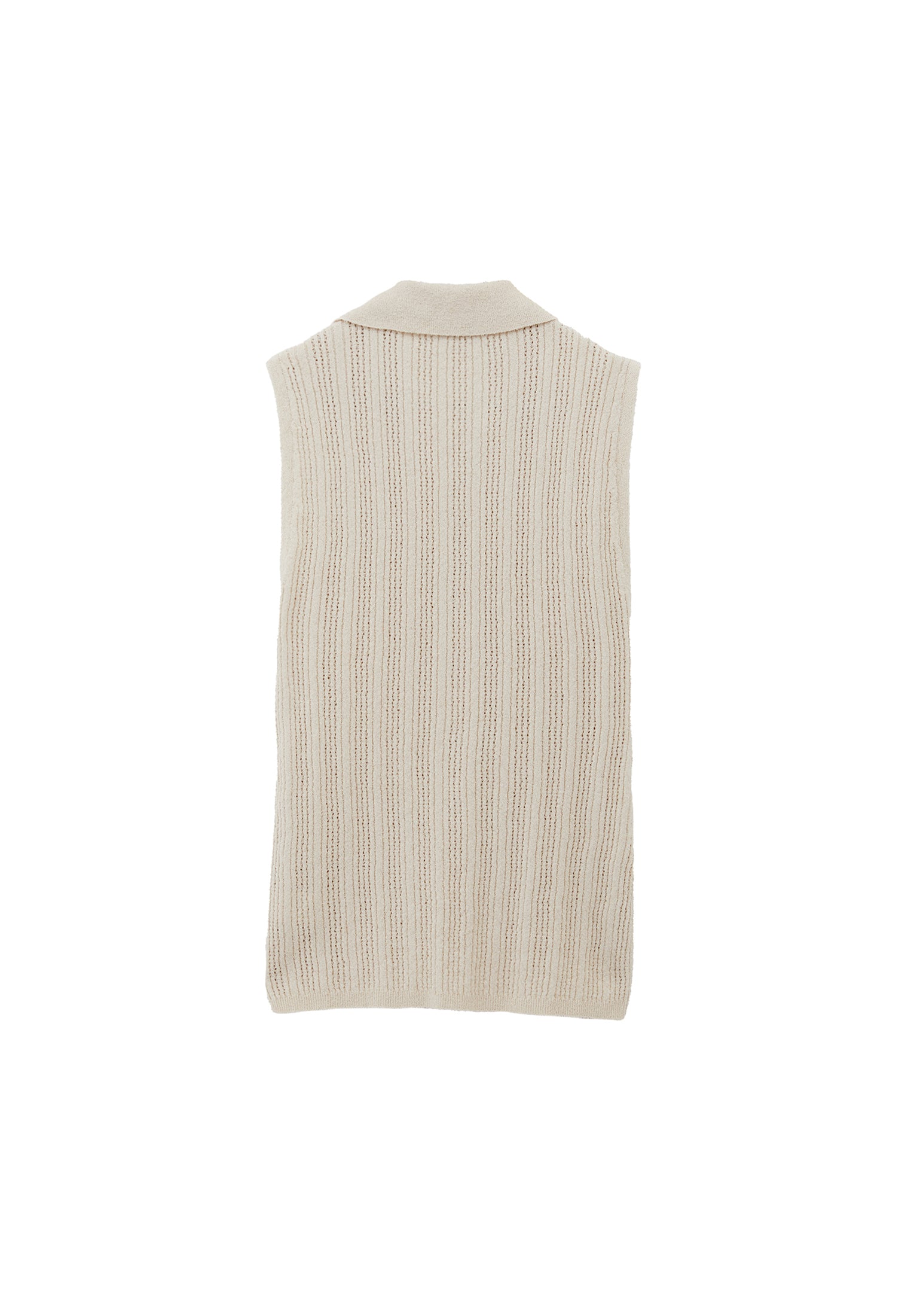 V-Neck Bouclé Vest - SILVER BIRCH