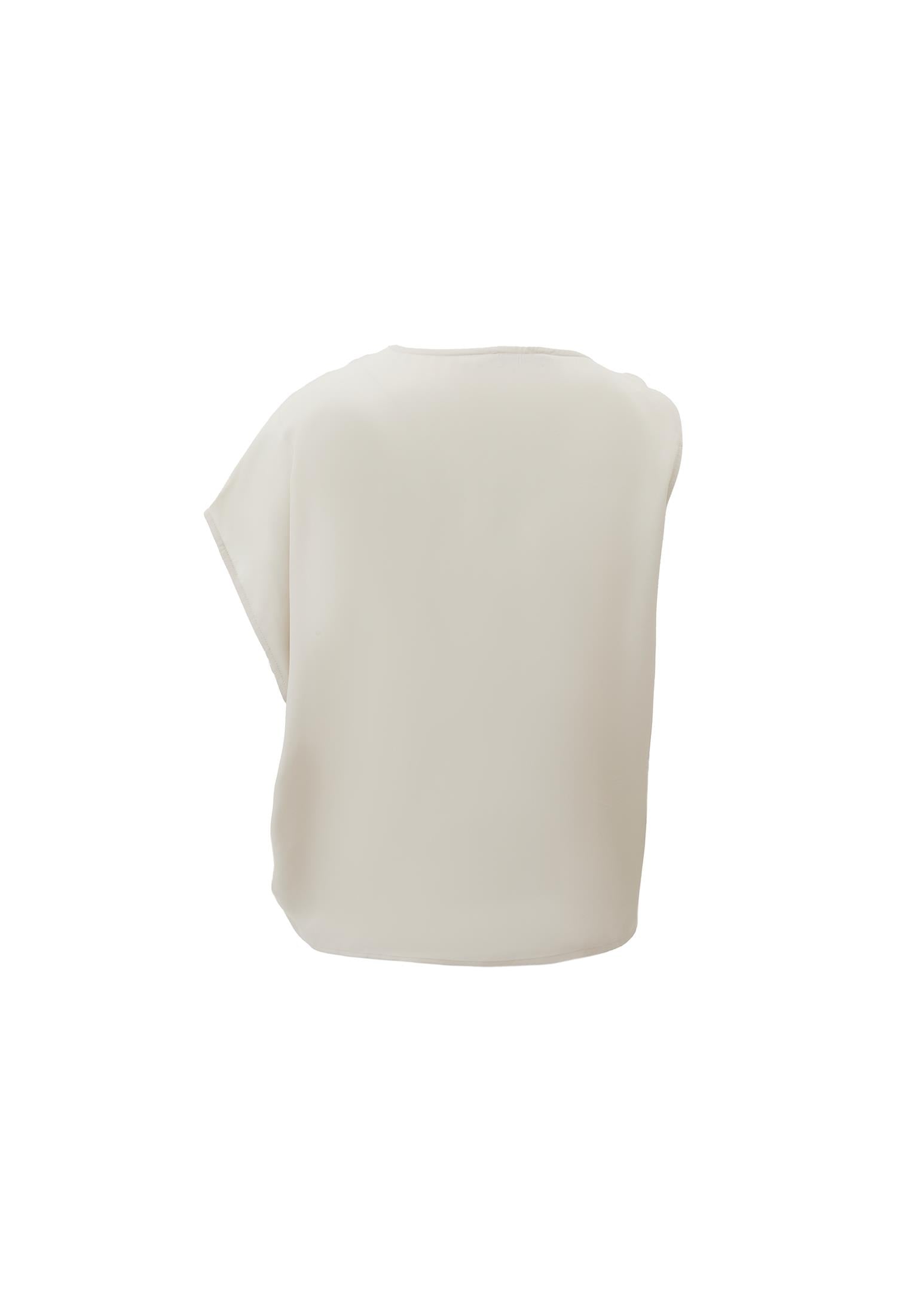 Boat Neck Short Sleeve Asymmetric Blouse - SILVER BIRCH