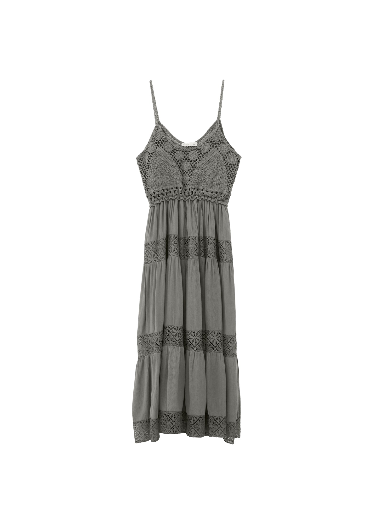 Bohemian Style Deep Neck Dress - TEA
