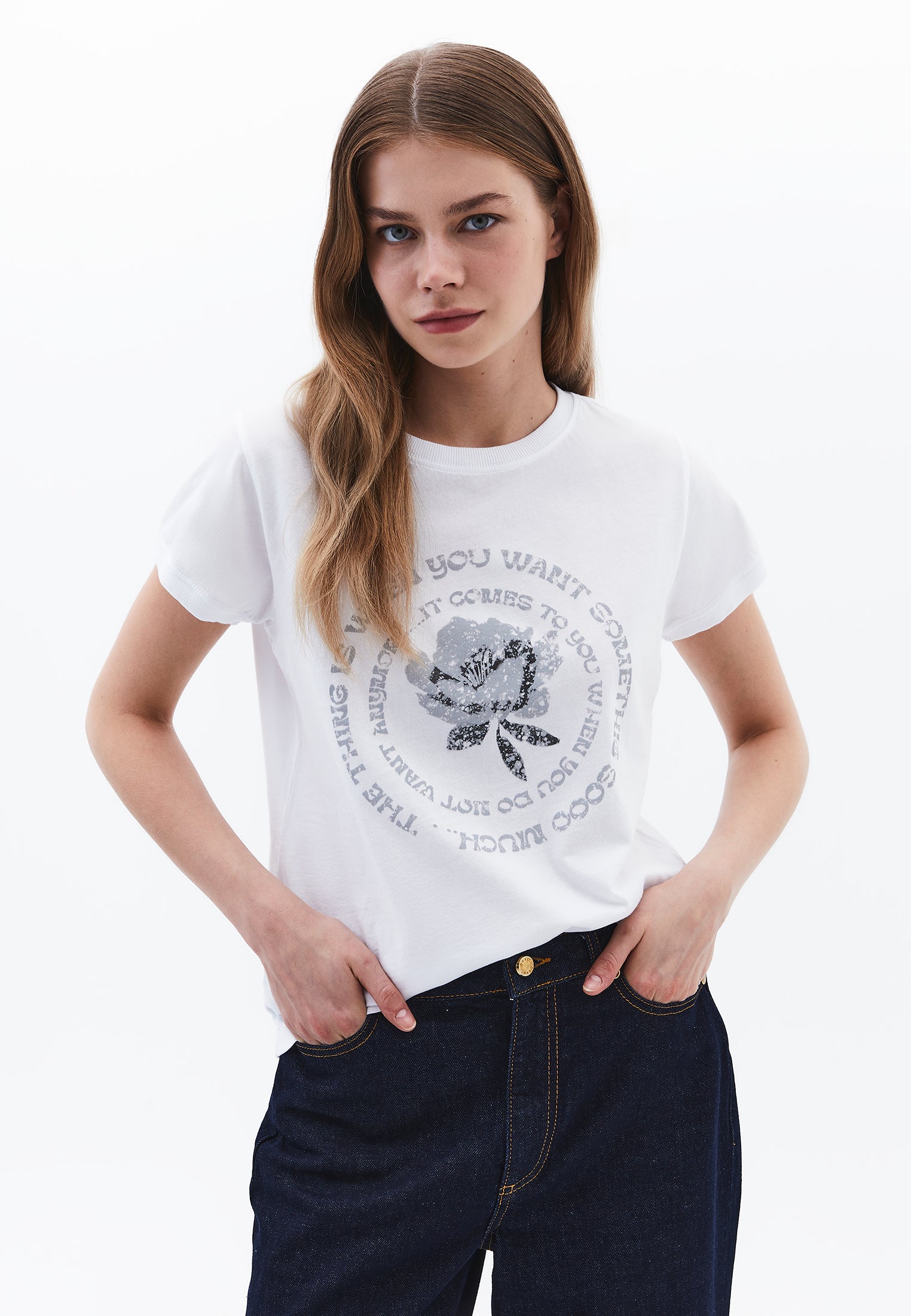 Crew Neck Short Sleeve T-Shirt - WHITE