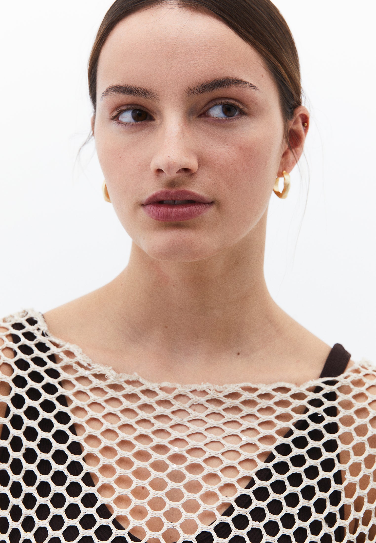 Oversize Boat Neck Tunic Blouse - ALMOND MILK